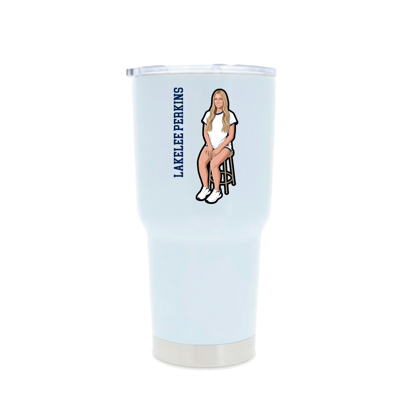 30oz Stainless Steel Tumbler — Name Vertical in White