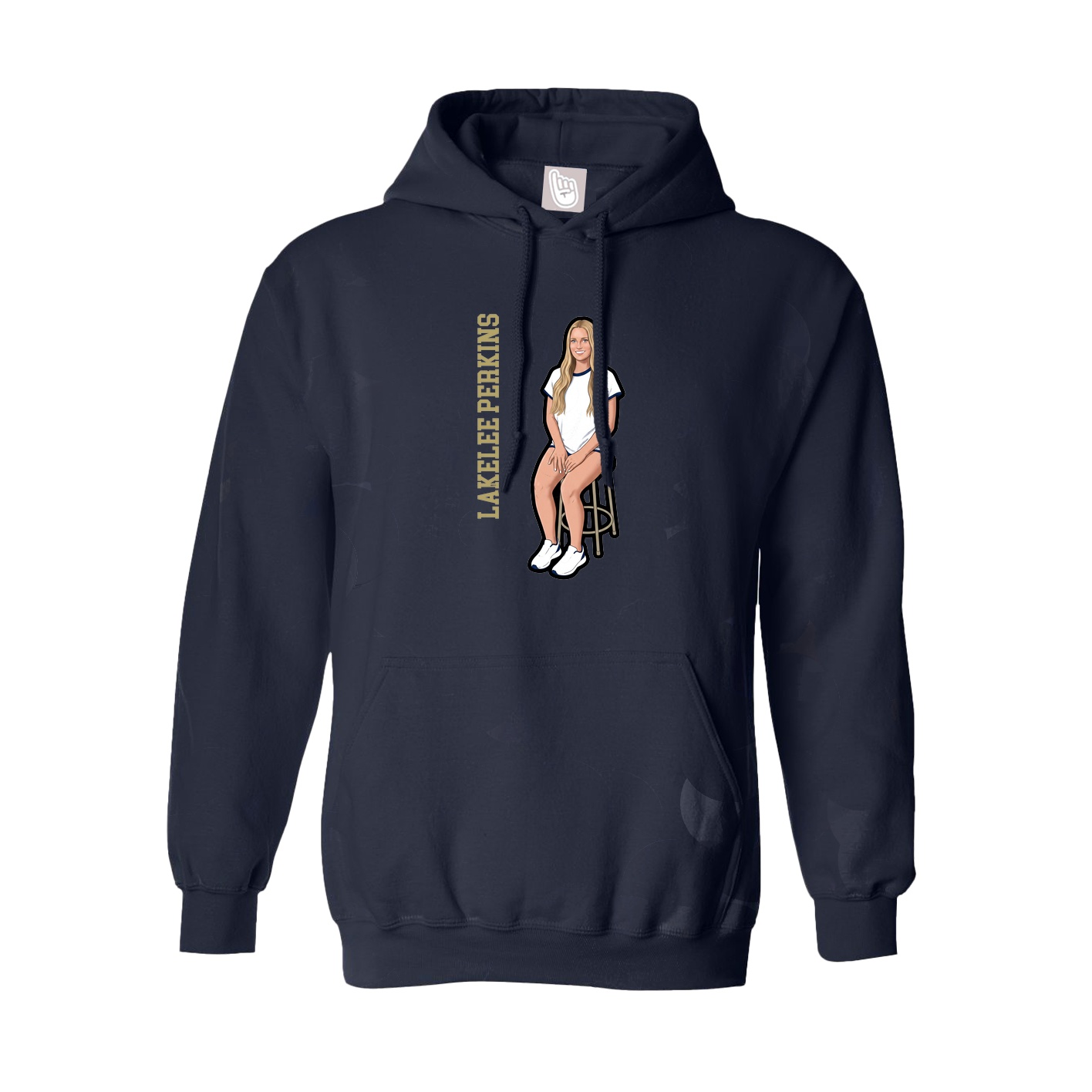 Hoodie — Name Vertical in Navy