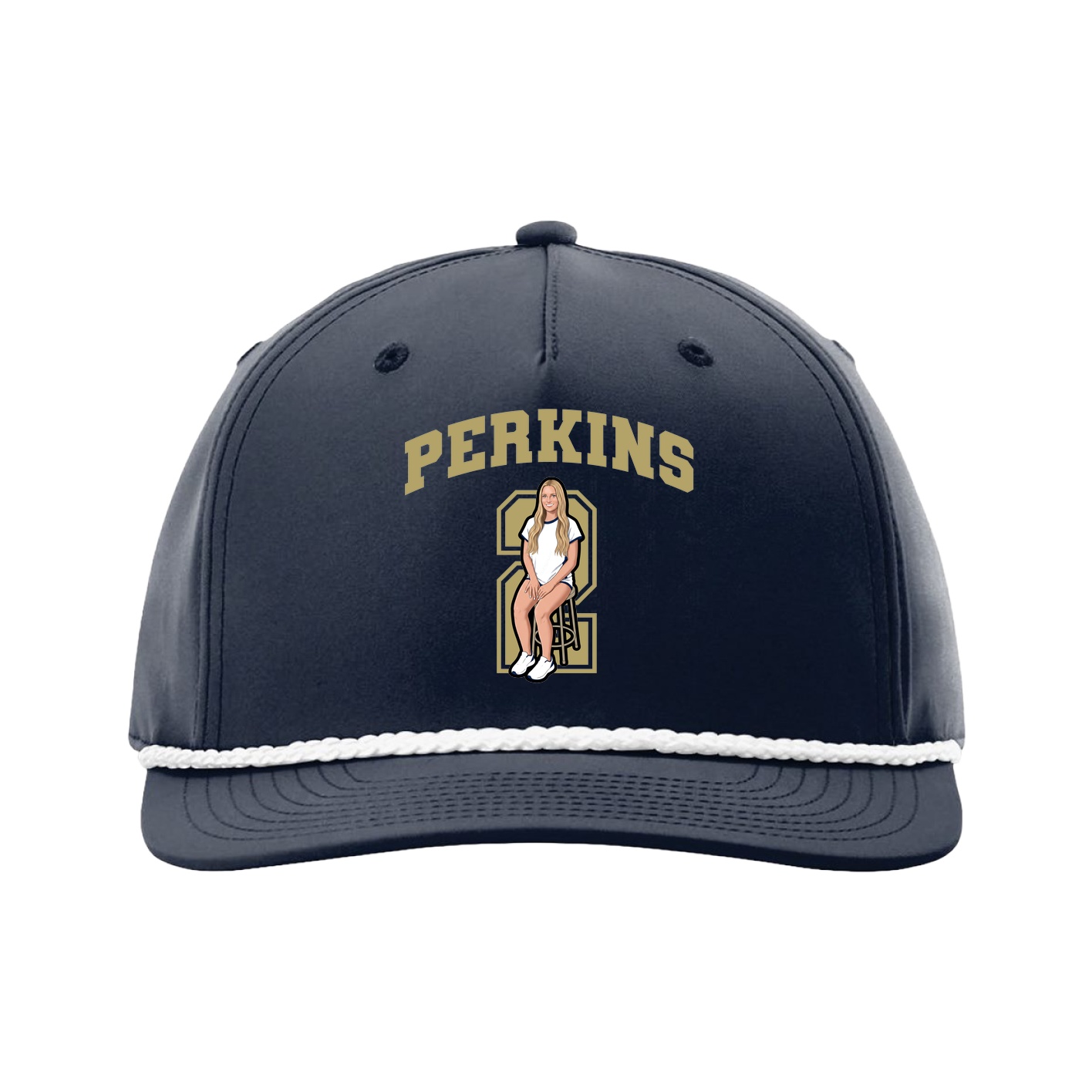 Five-Panel Classic Rope Cap — Number in Navy