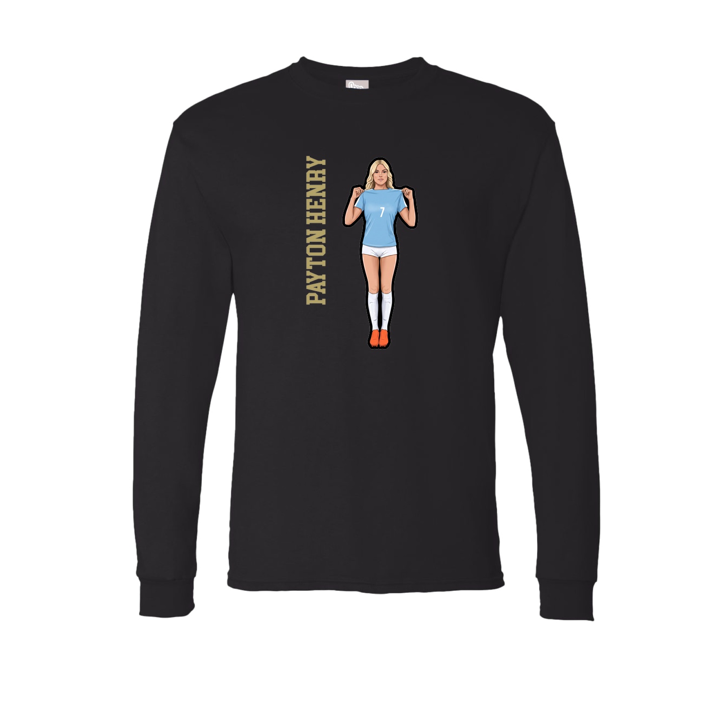 Long Sleeve Tee — Name Vertical in Black