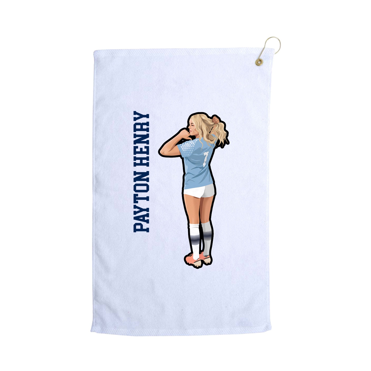 Golf Towel — Name Vertical in White