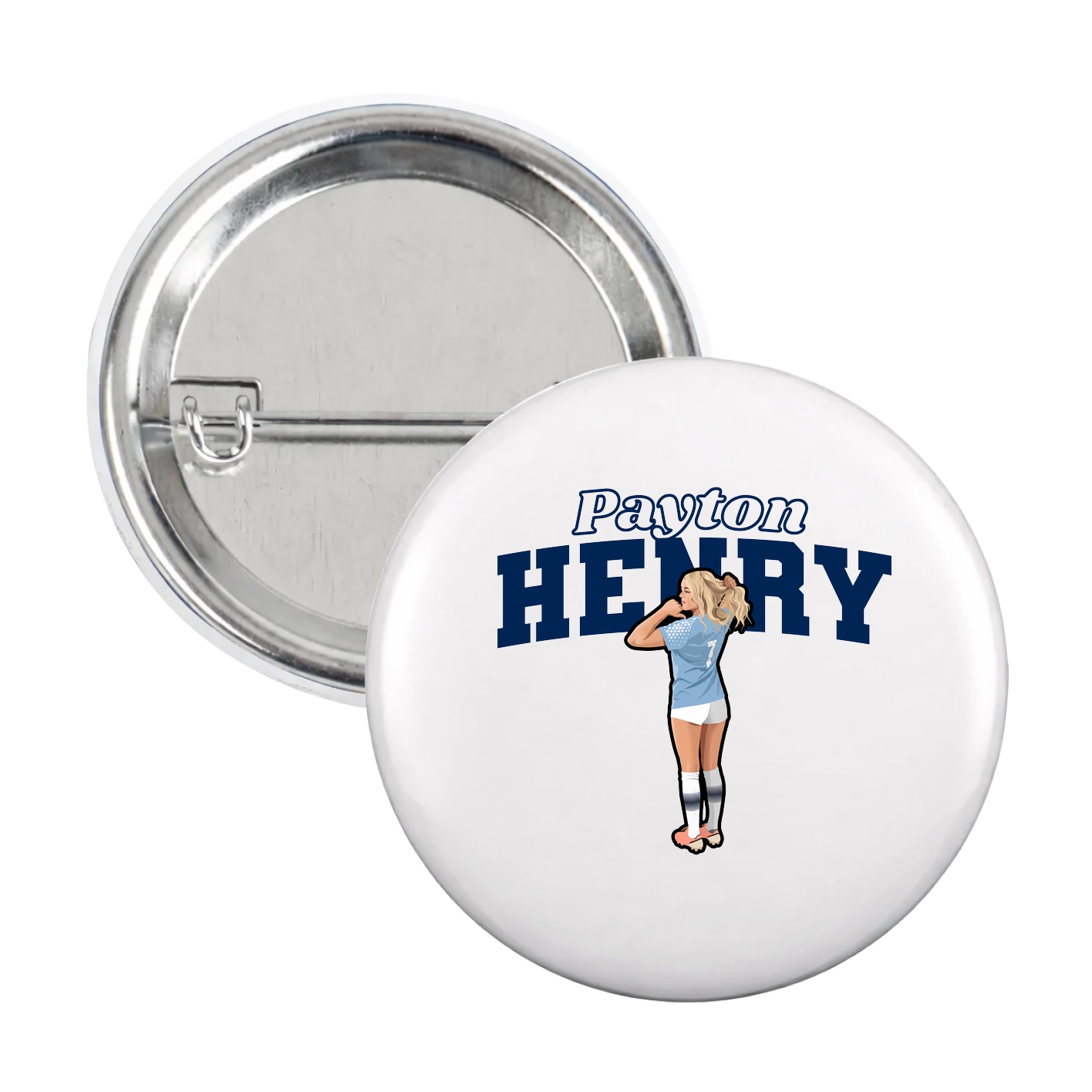 Game Day Button — Name Arch in White