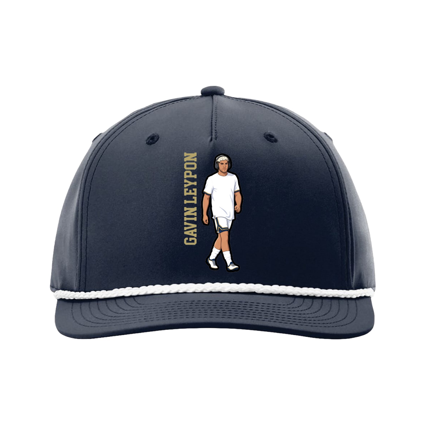 Five-Panel Classic Rope Cap — Name Vertical in Navy