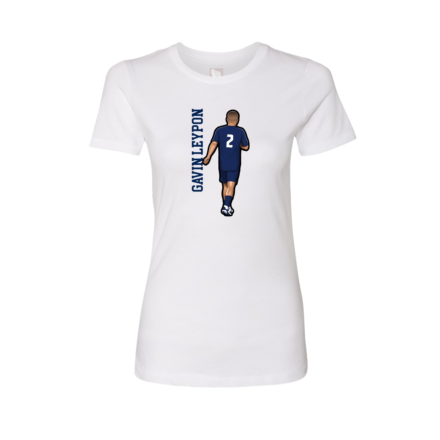 Fitted Women's Tee — Name Vertical in White