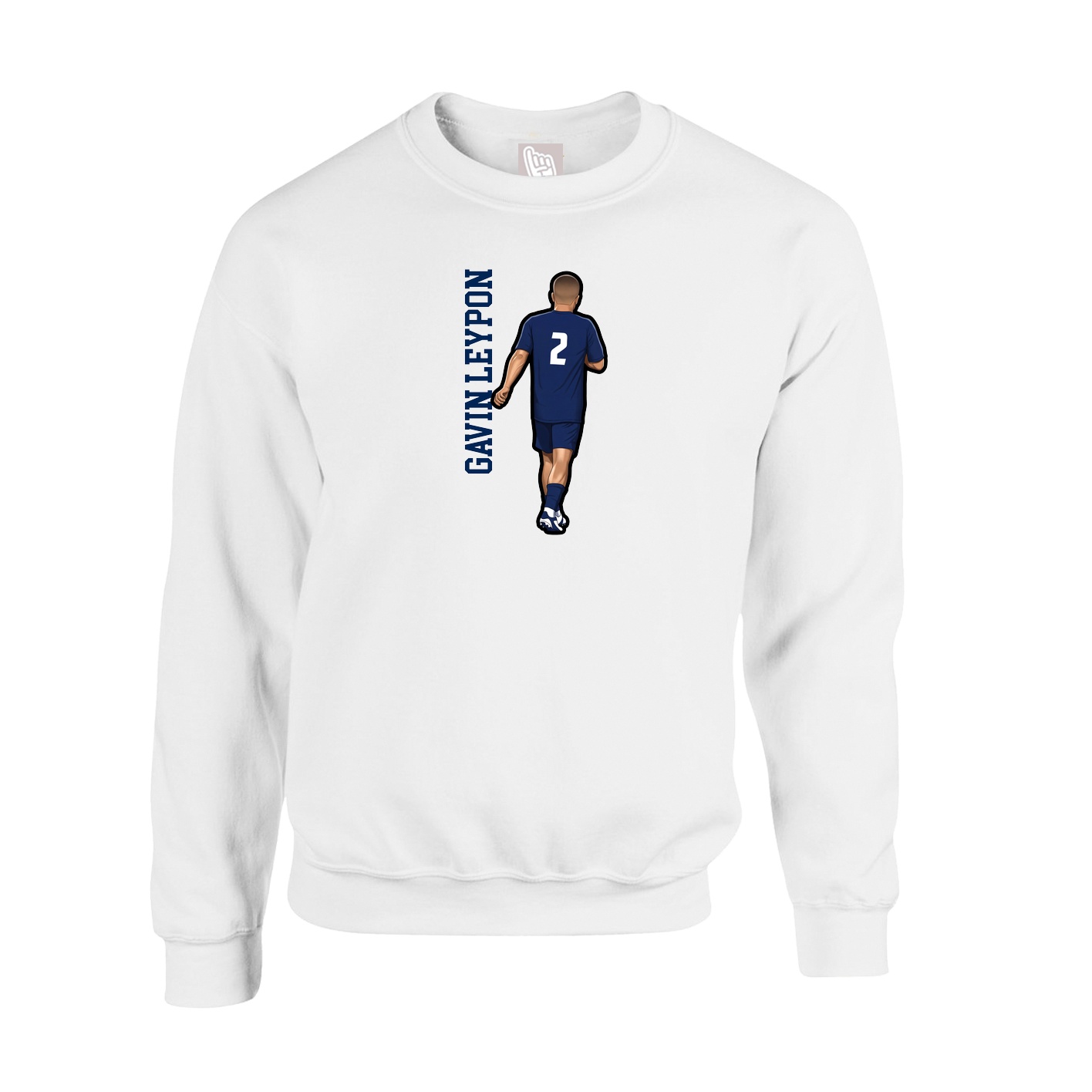 Fleece Crew — Name Vertical in White