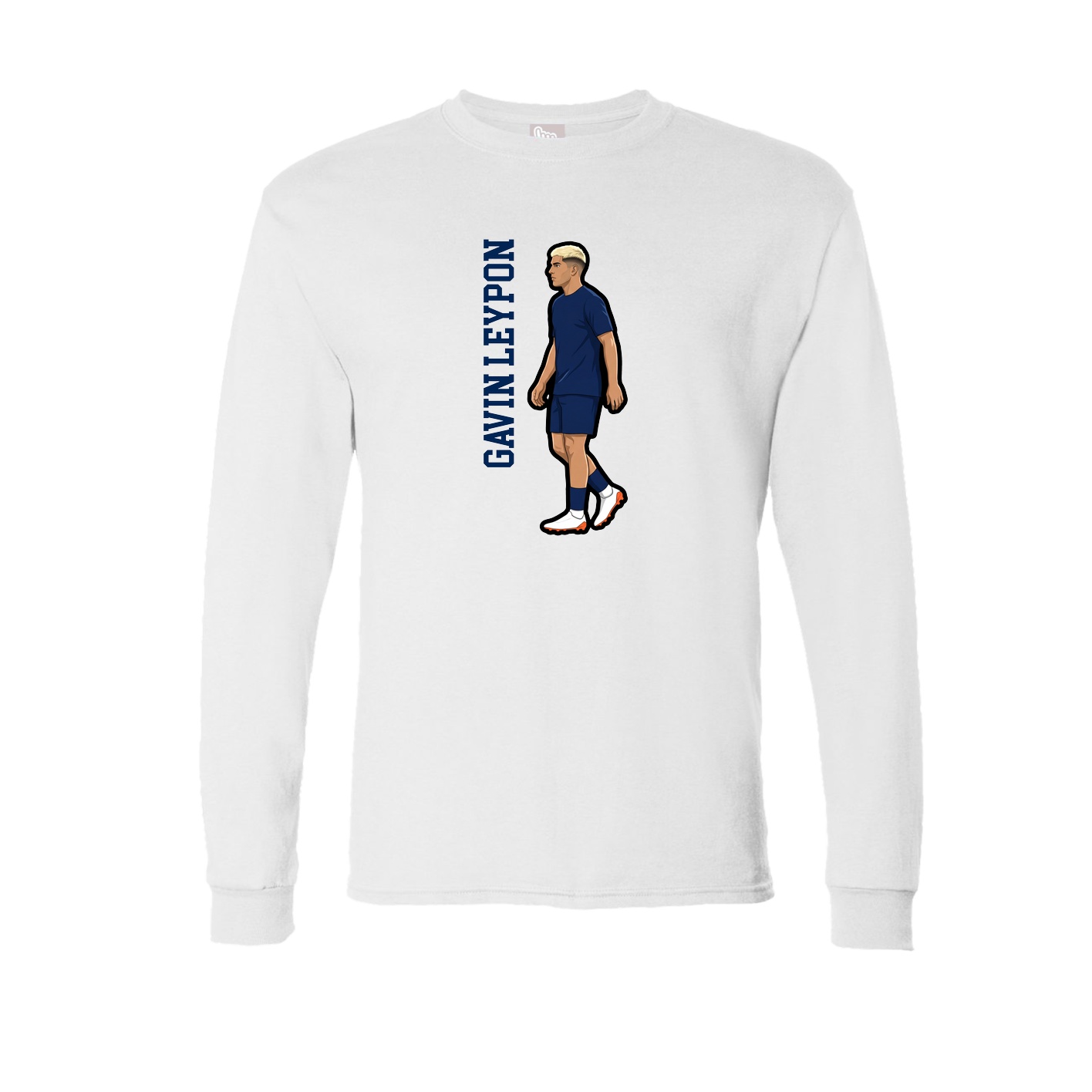 Long Sleeve Tee — Name Vertical in White