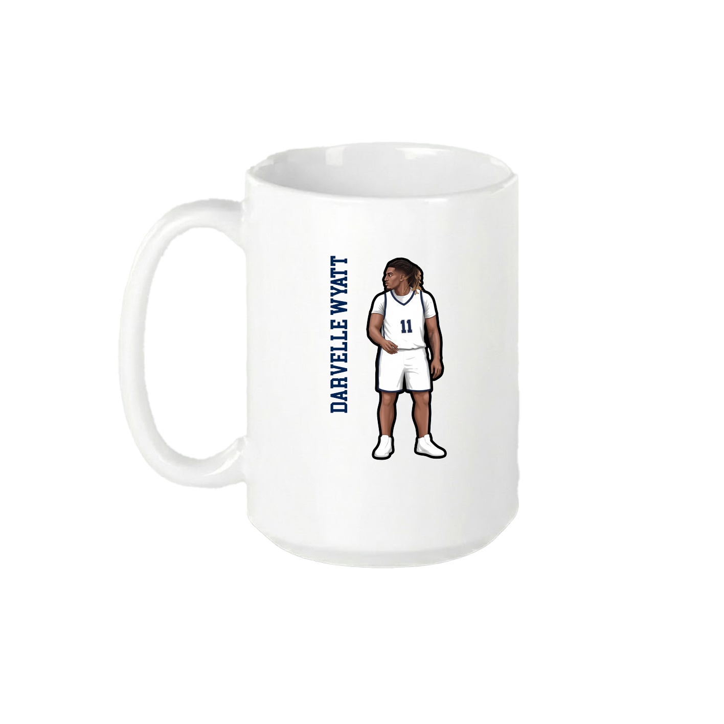 15oz Coffee Mug — Name Vertical in White