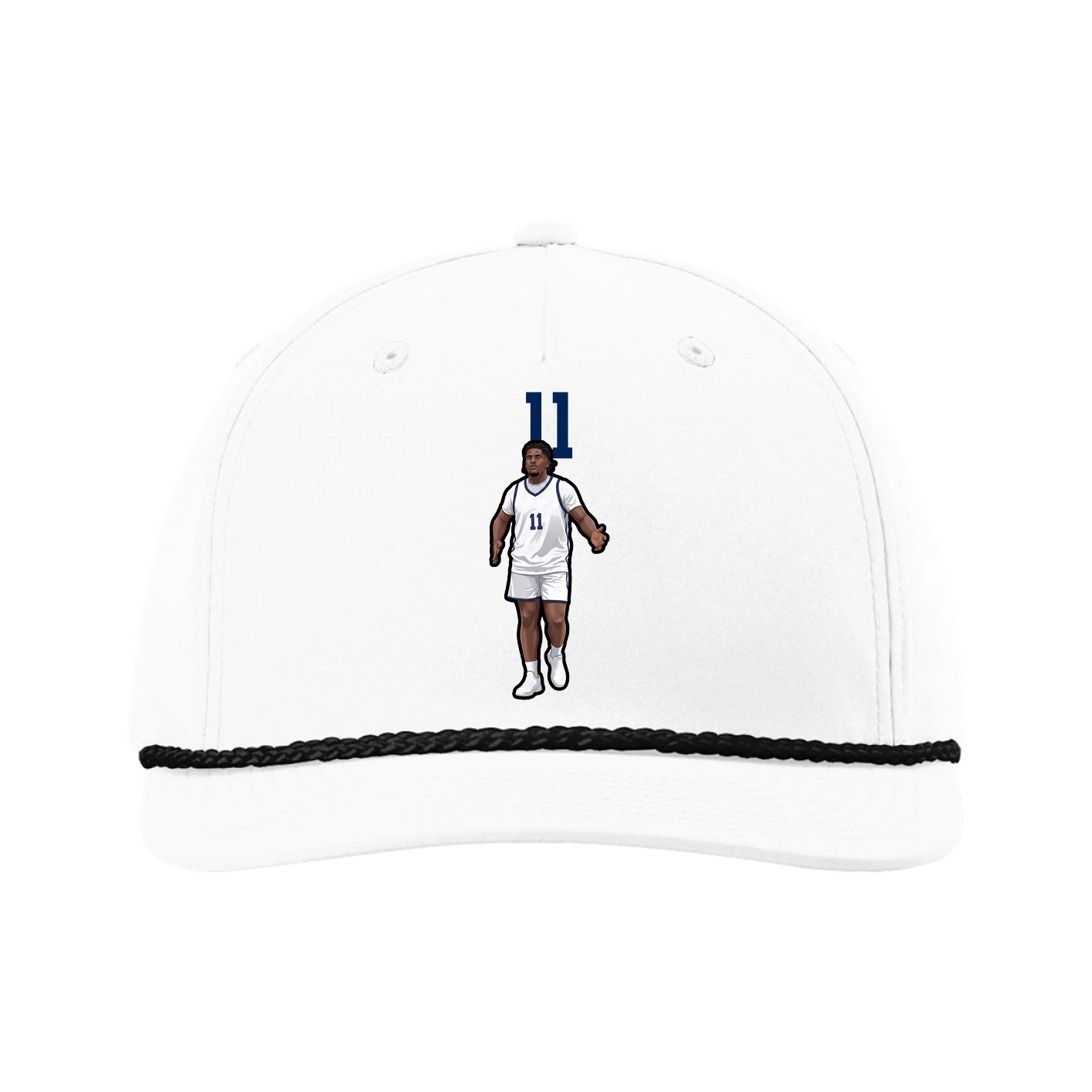 Five-Panel Classic Rope Cap — Number Top in White