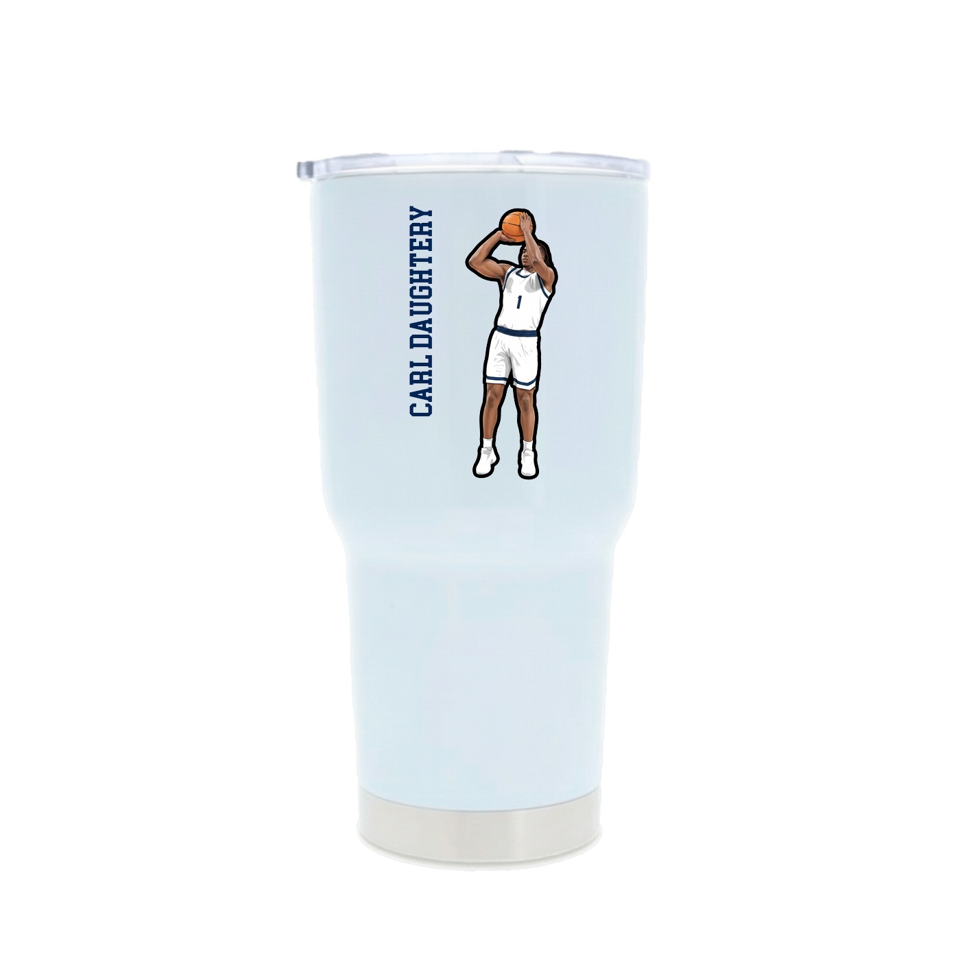 30oz Stainless Steel Tumbler — Name Vertical in White