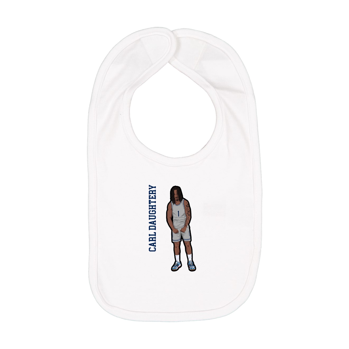 Infant Bib — Name Vertical in White