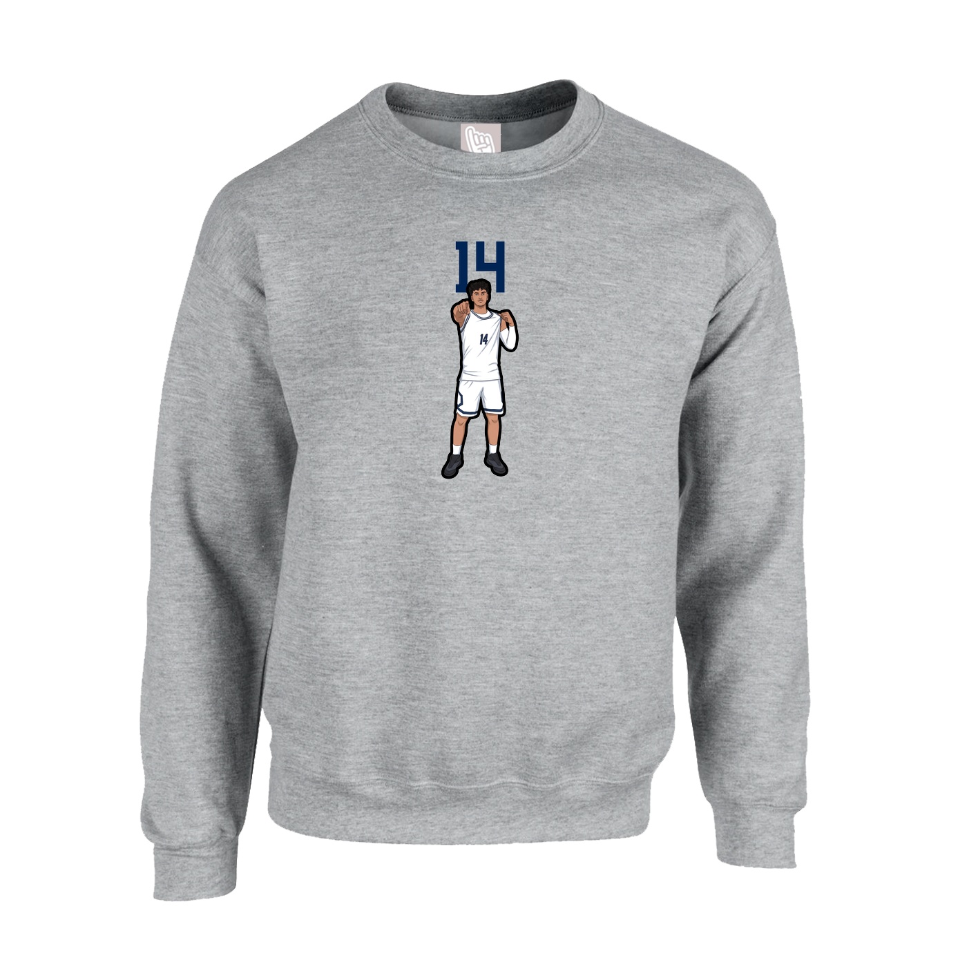 Fleece Crew — Number Top in Grey
