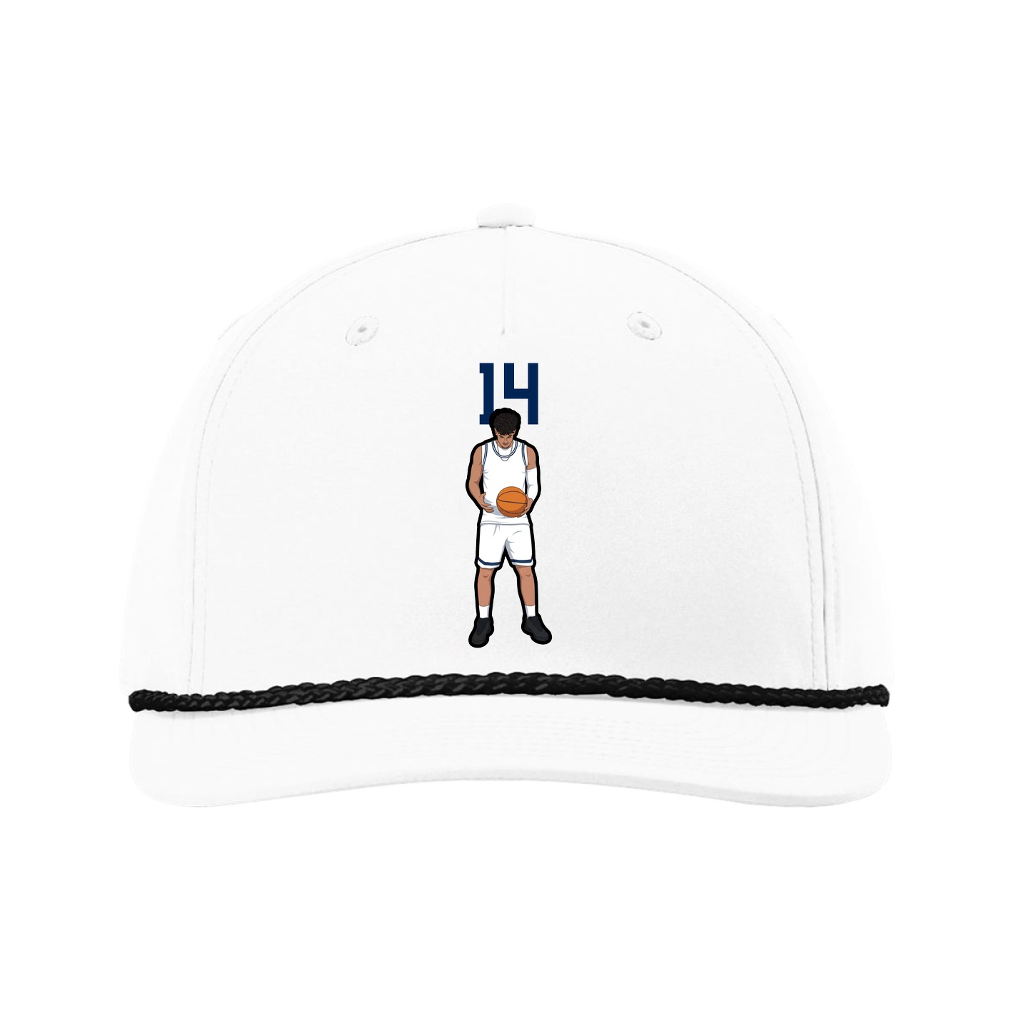 Five-Panel Classic Rope Cap — Number Top in White