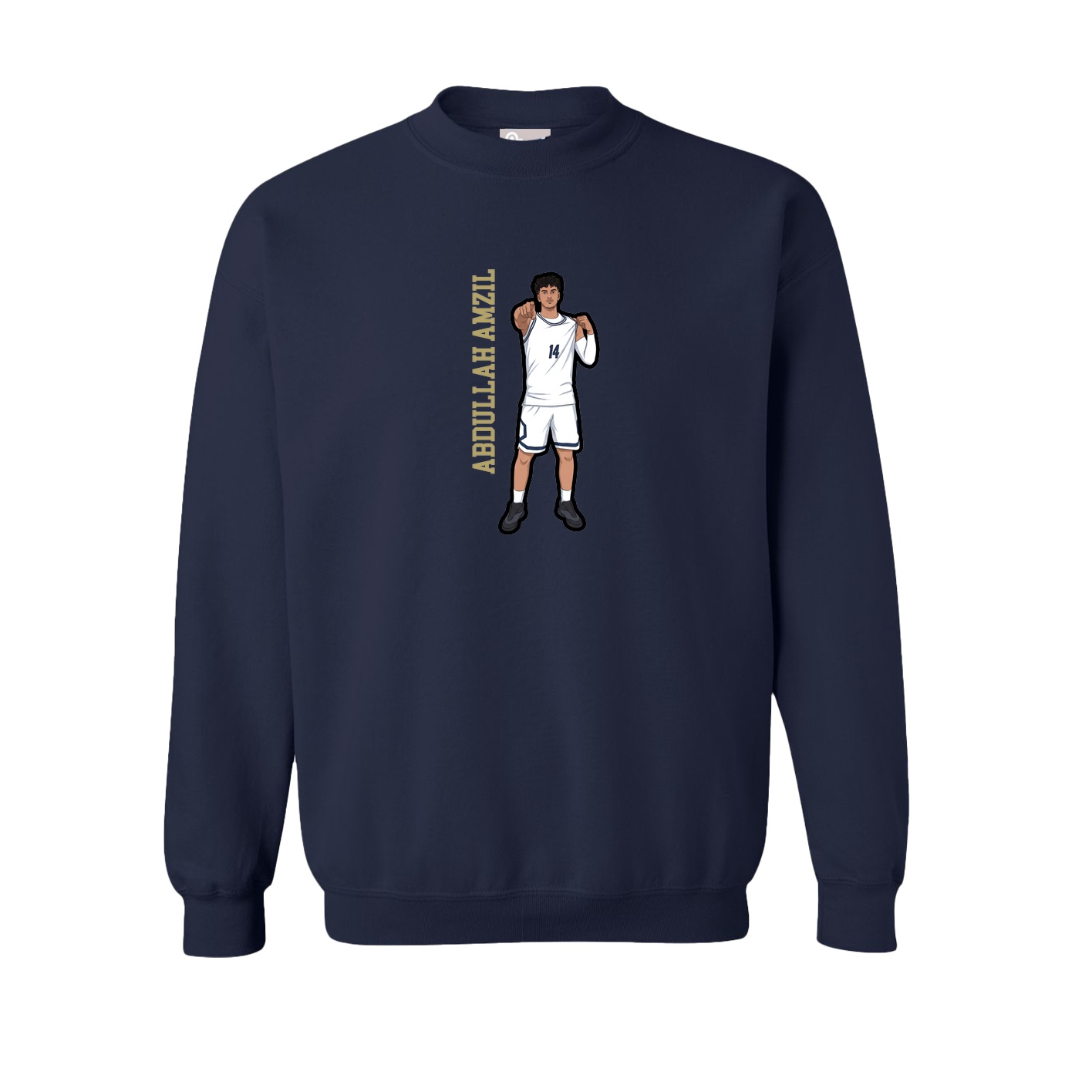 Fleece Crew — Name Vertical in Navy