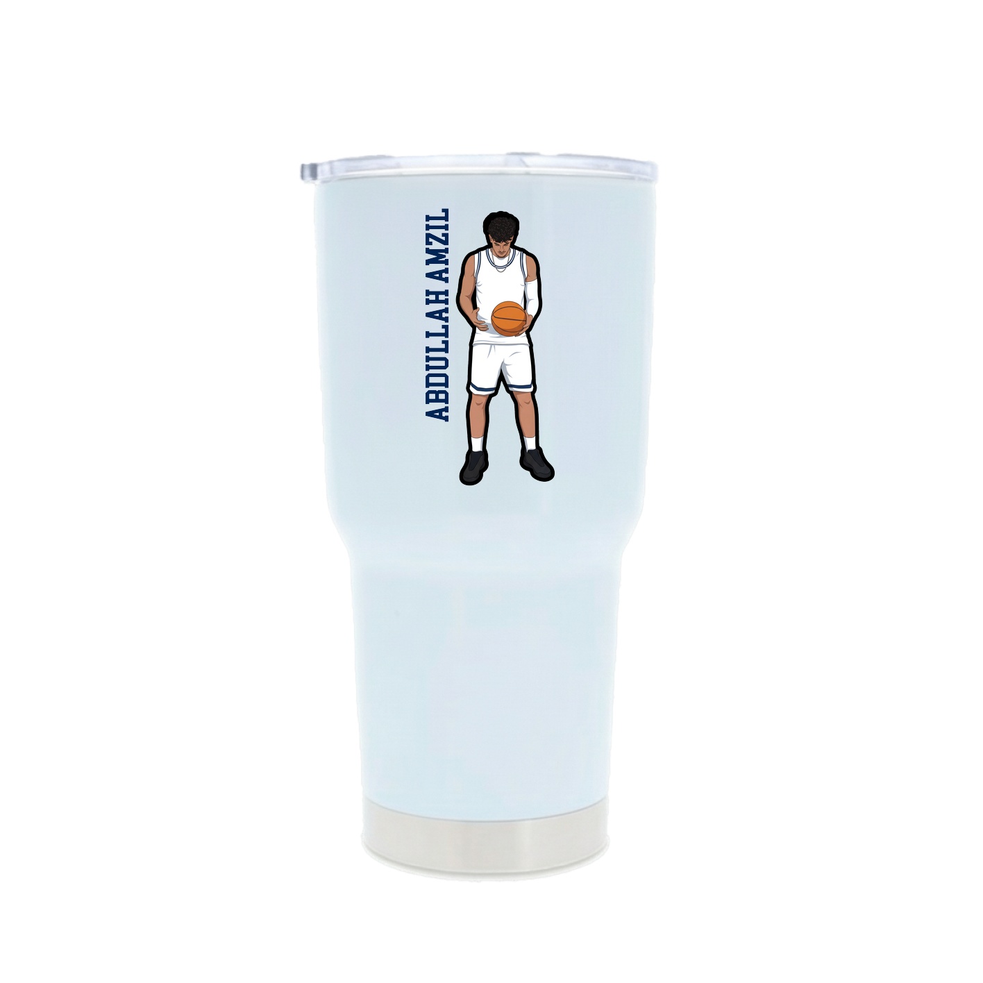 30oz Stainless Steel Tumbler — Name Vertical in White
