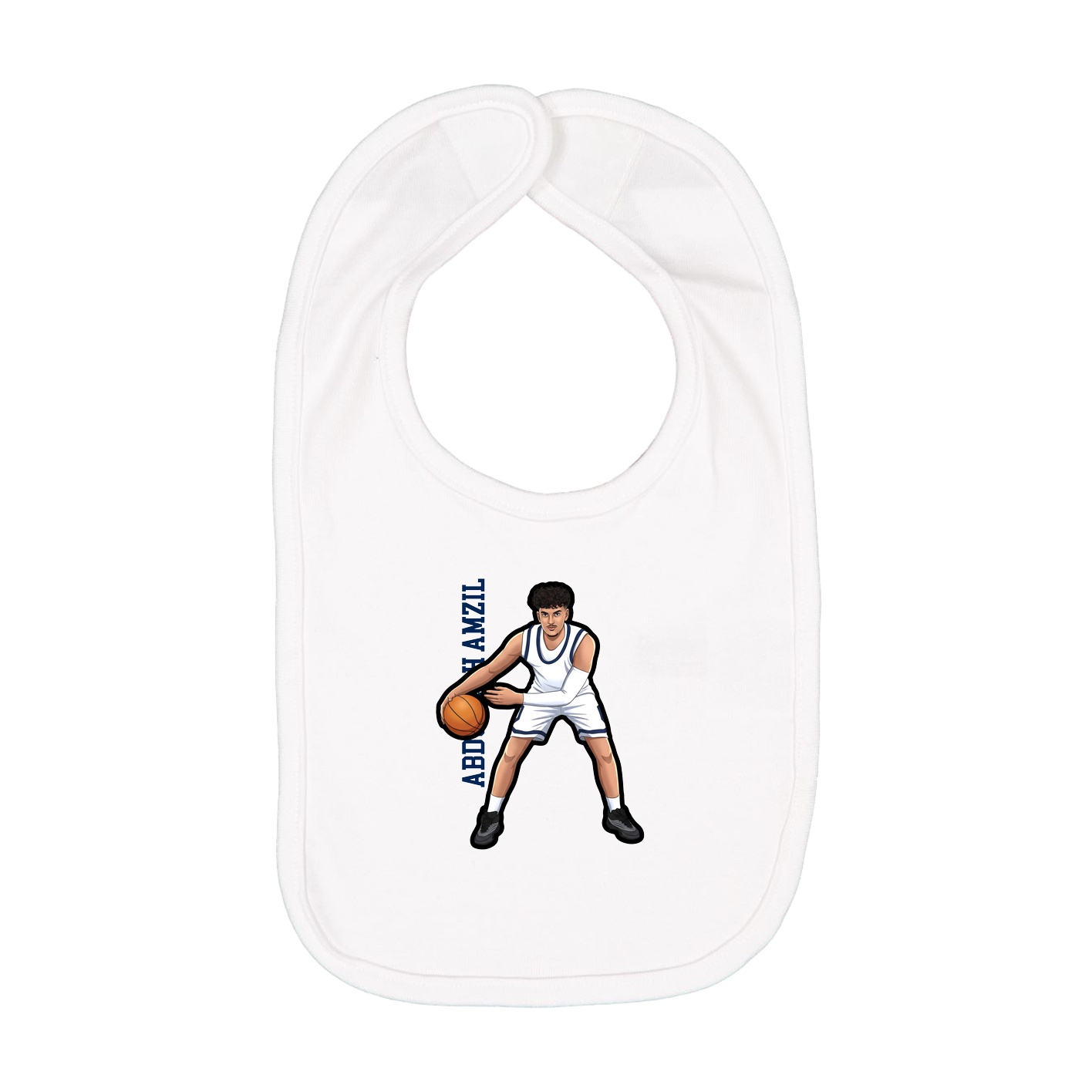 Infant Bib — Name Vertical in White