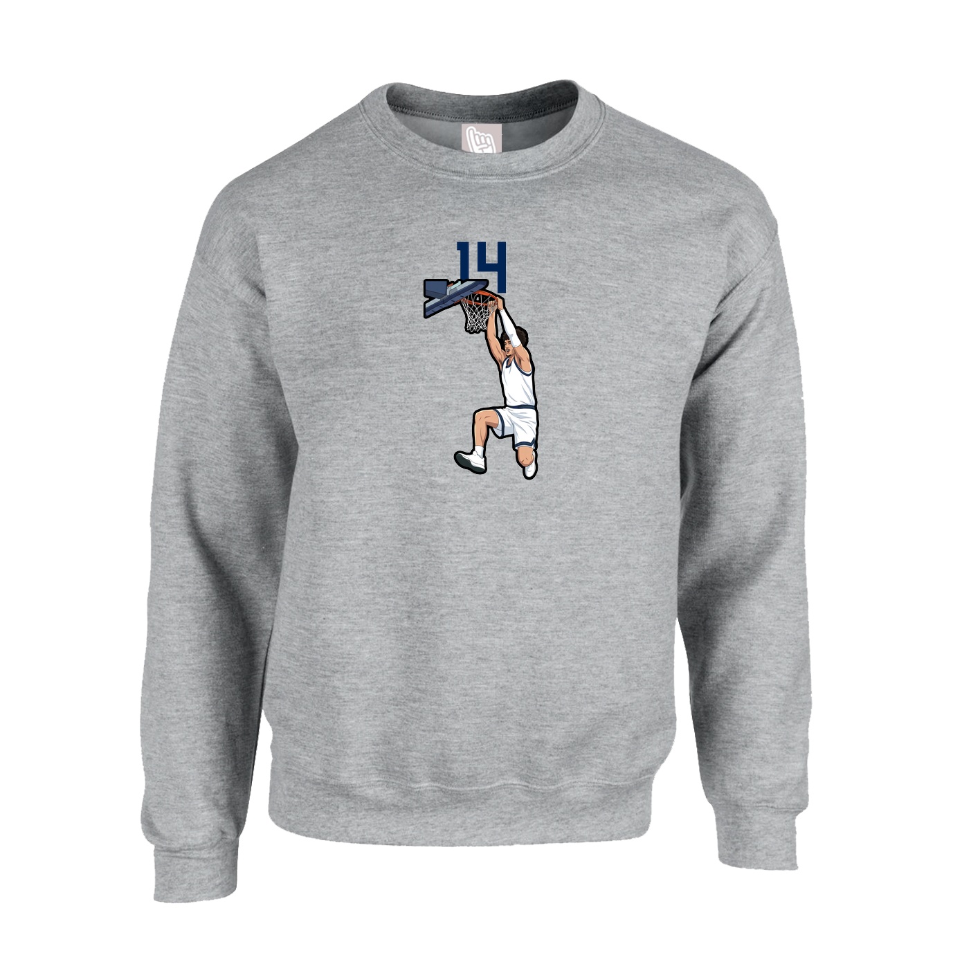 Fleece Crew — Number Top in Grey