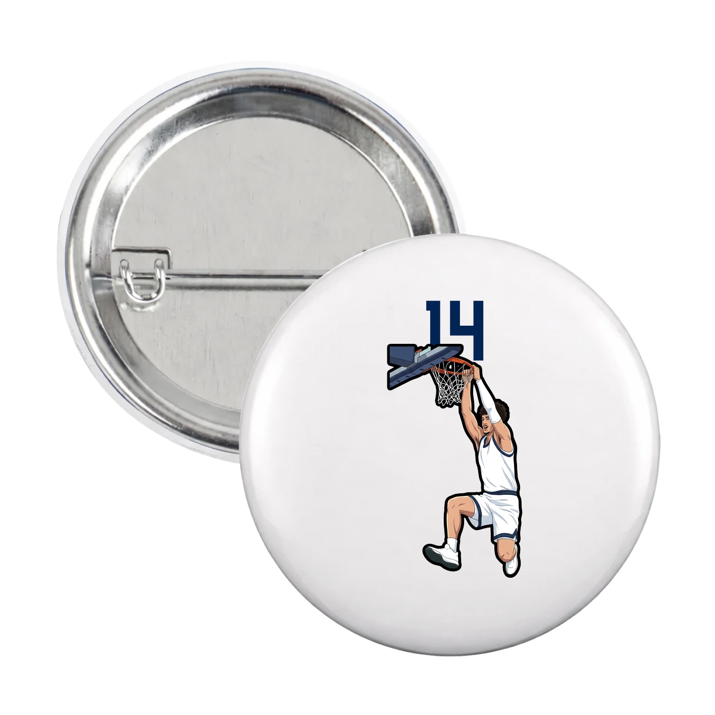 Game Day Button — Number Top in White