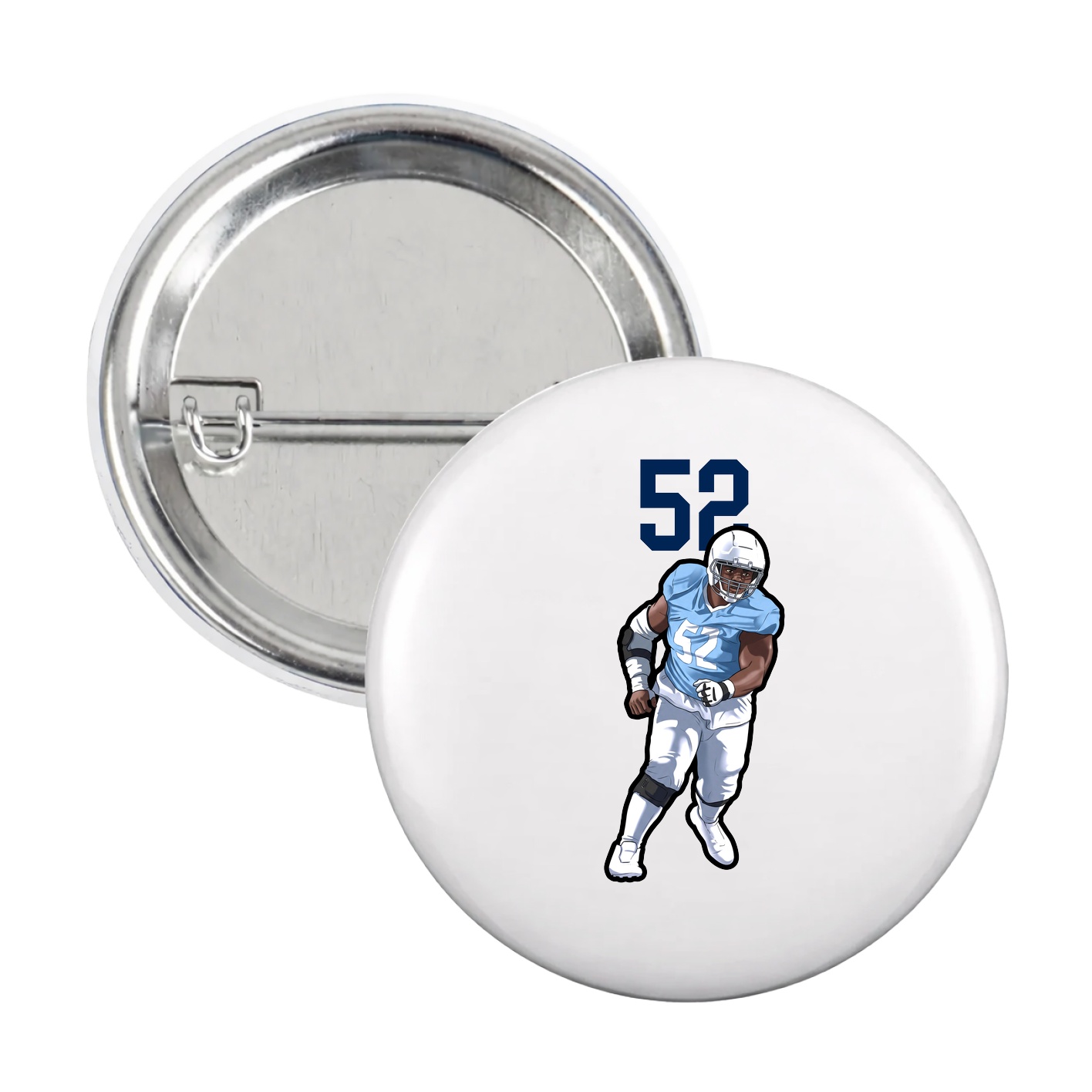 Game Day Button — Number Top in White