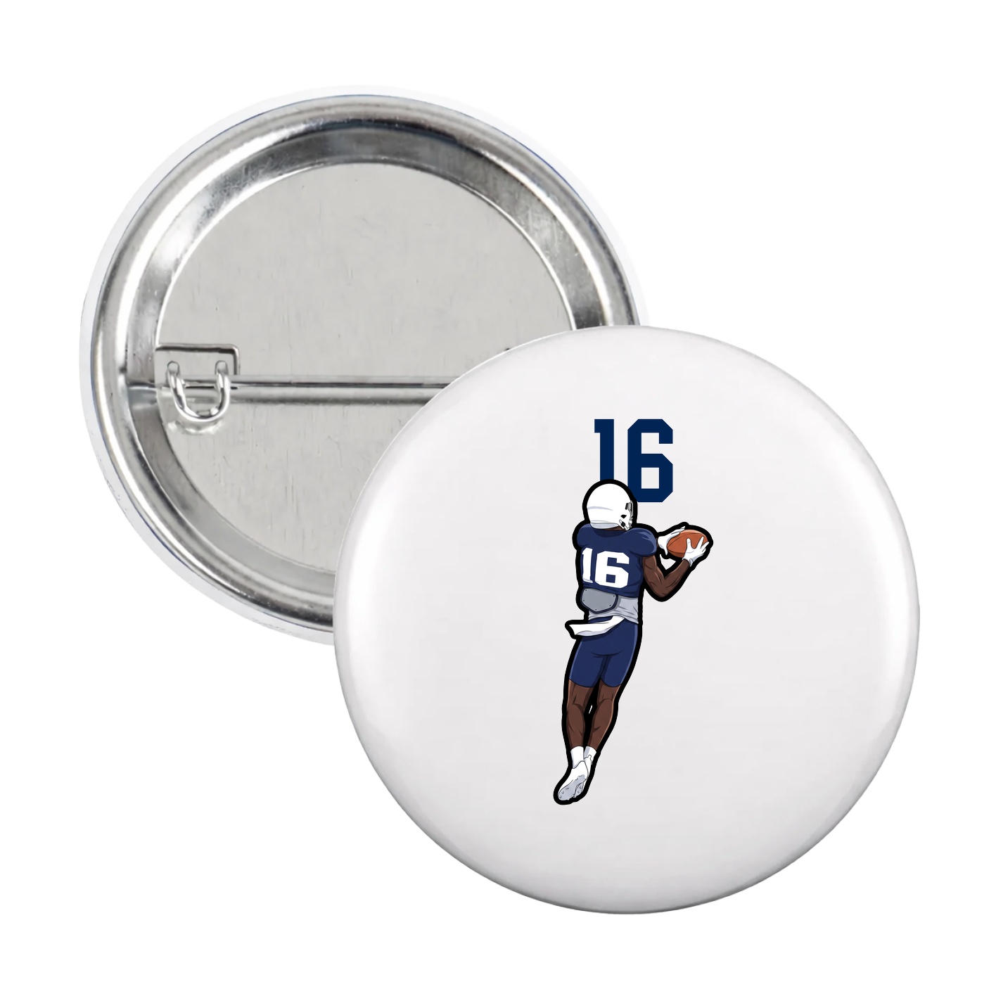 Game Day Button — Number Top in White