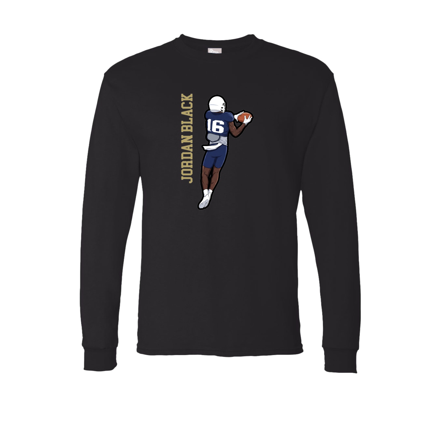 Long Sleeve Tee — Name Vertical in Black