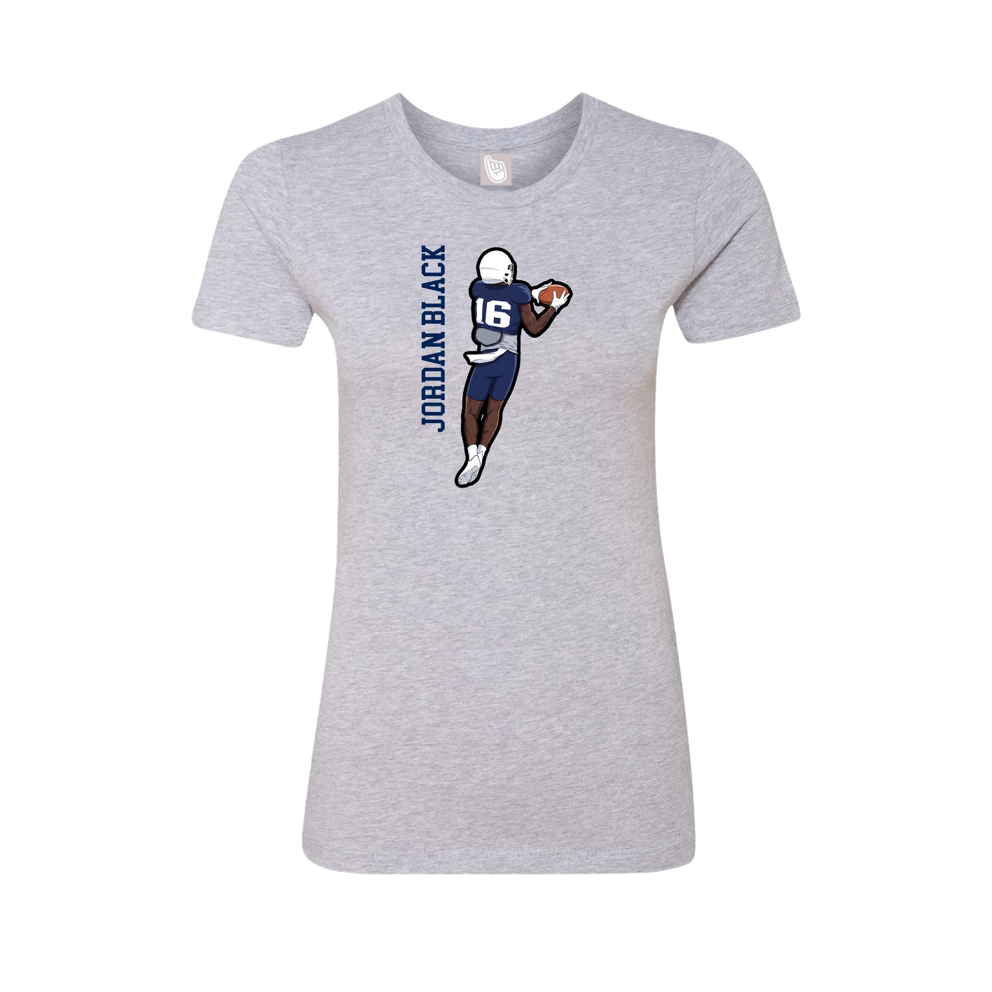 Fitted Women's Tee — Name Vertical in Grey
