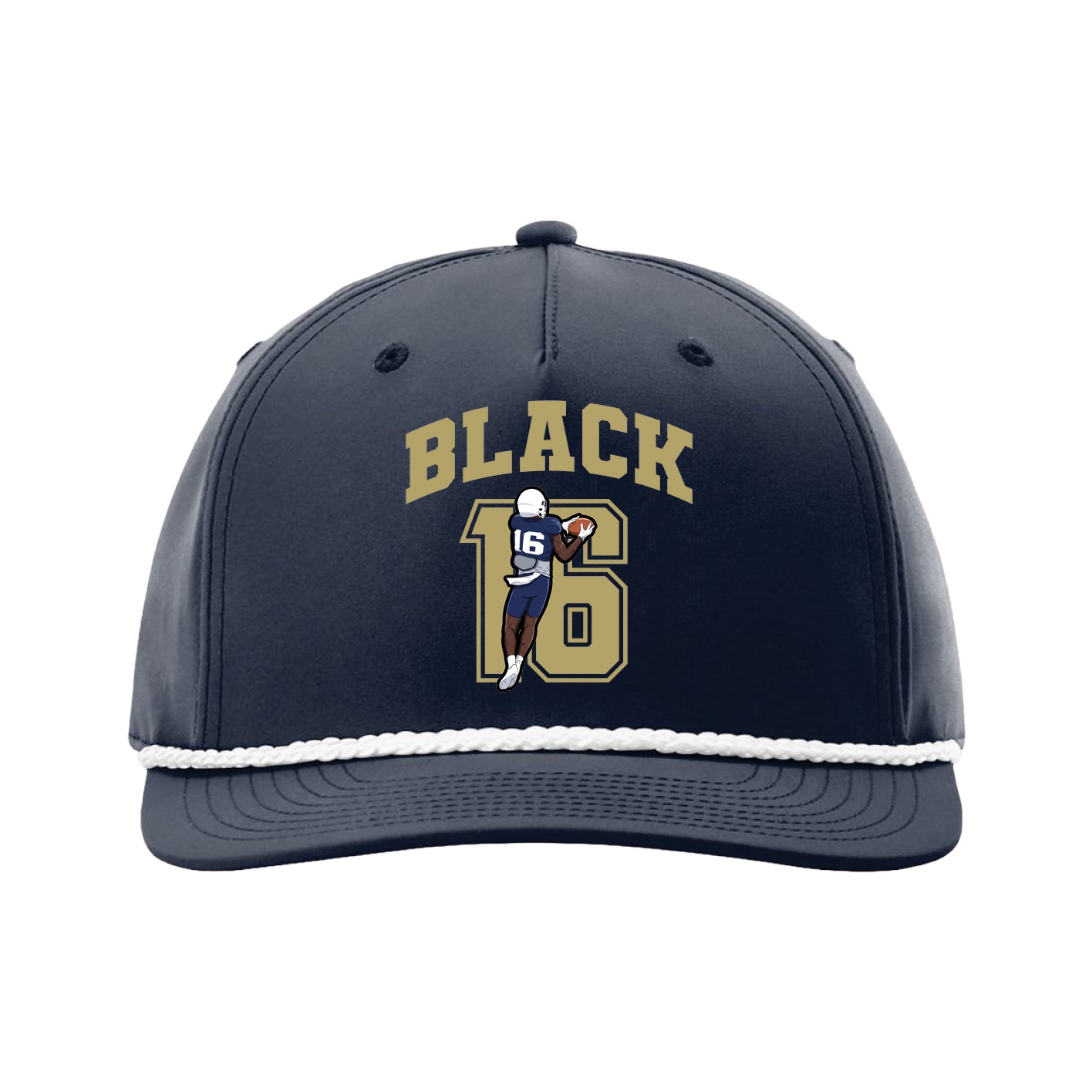 Five-Panel Classic Rope Cap — Number in Navy