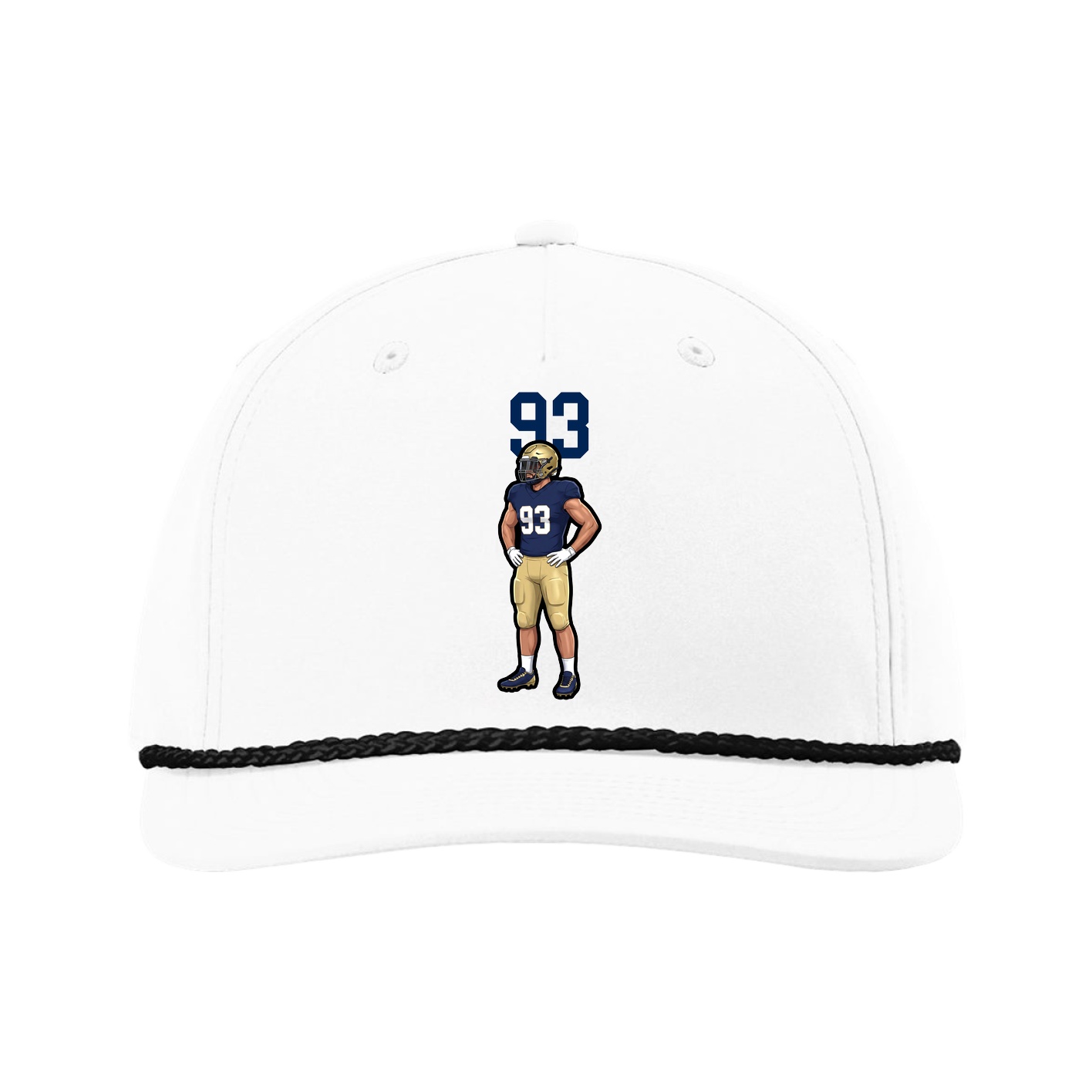 Five-Panel Classic Rope Cap — Number Top in White