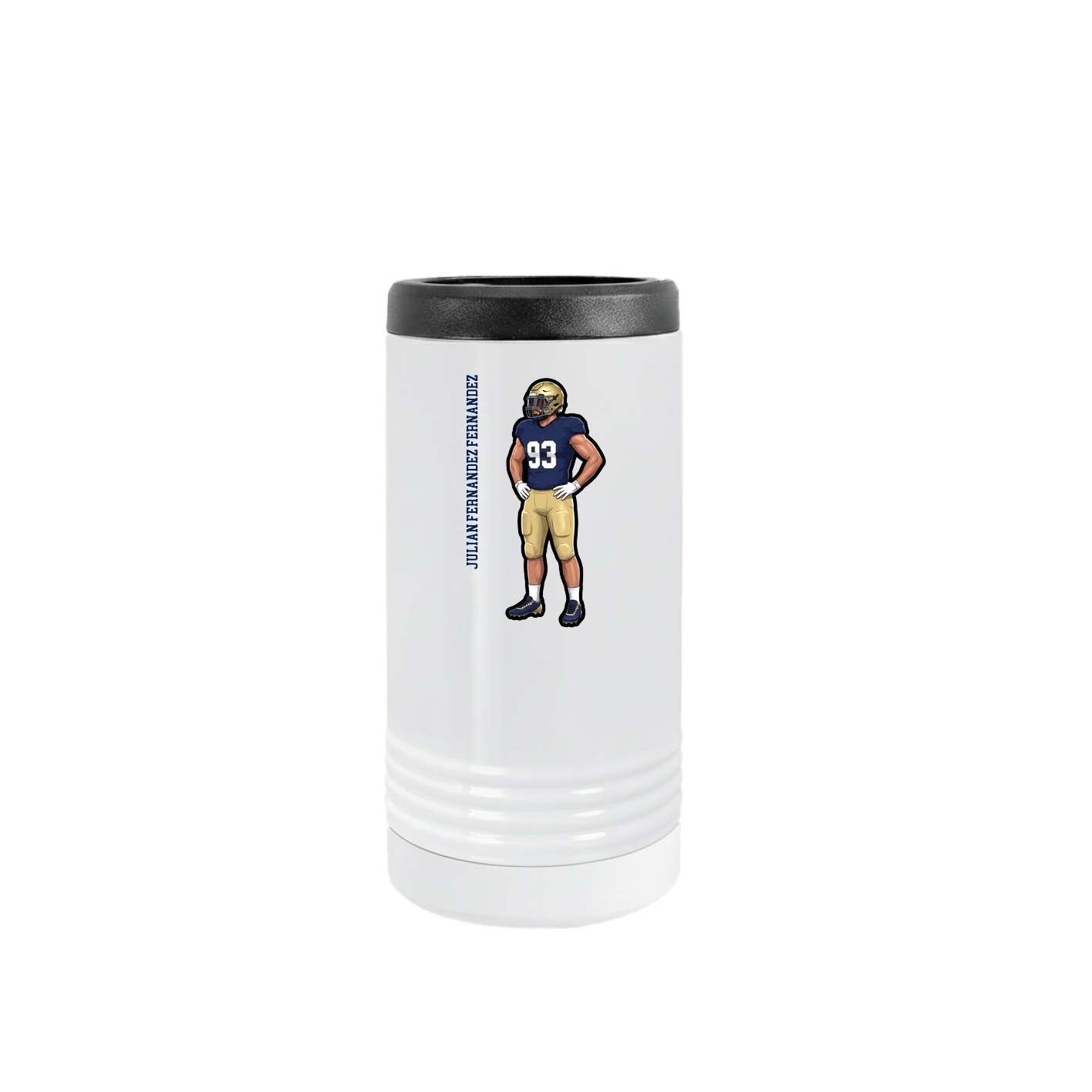 Slim Beverage Holder — Name Vertical in White