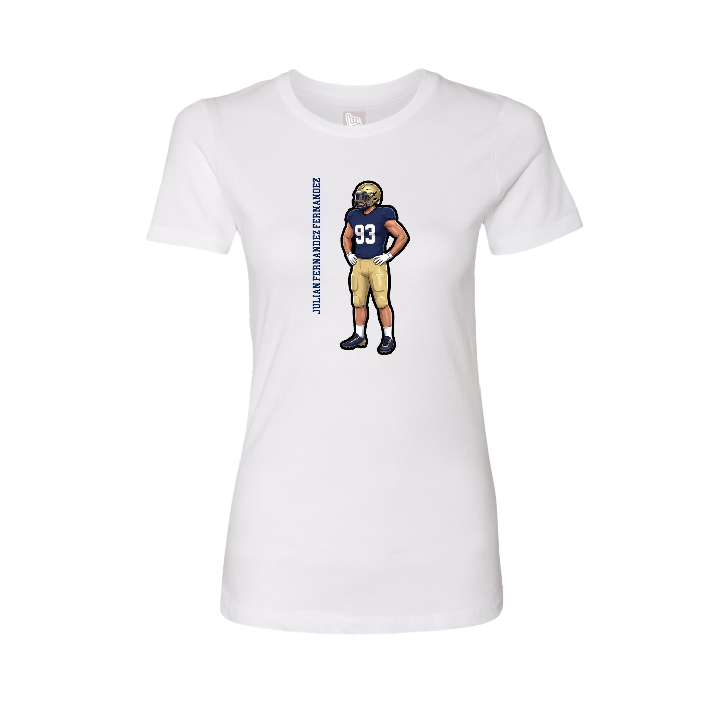 Fitted Women's Tee — Name Vertical in White