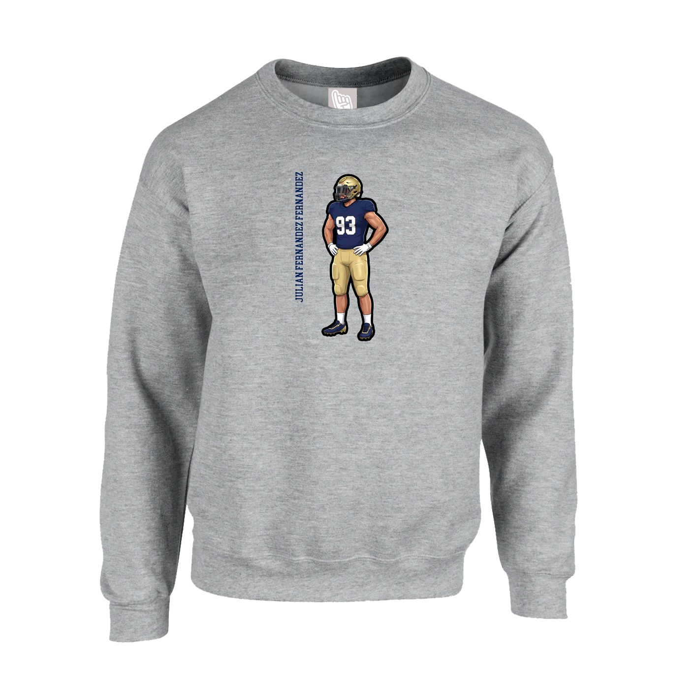 Fleece Crew — Name Vertical in Grey