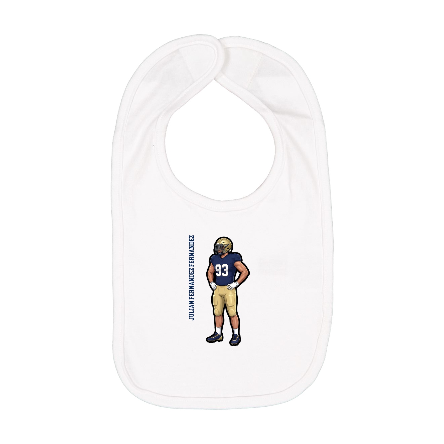 Infant Bib — Name Vertical in White