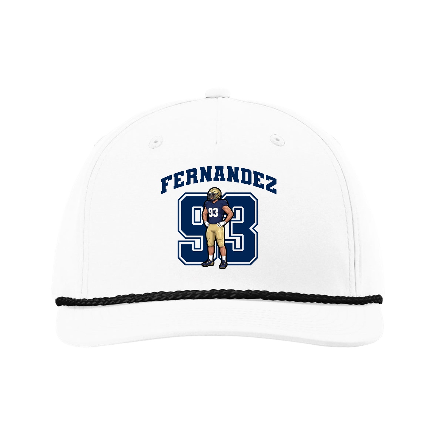Five-Panel Classic Rope Cap — Number in White