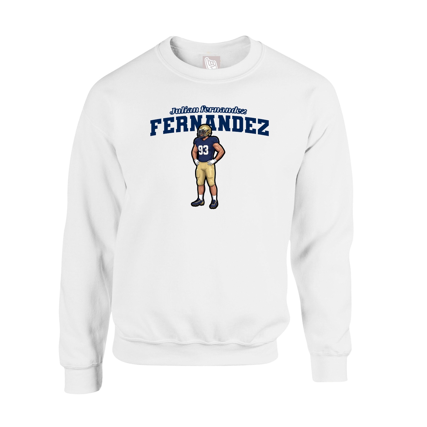 Fleece Crew — Name Arch in White