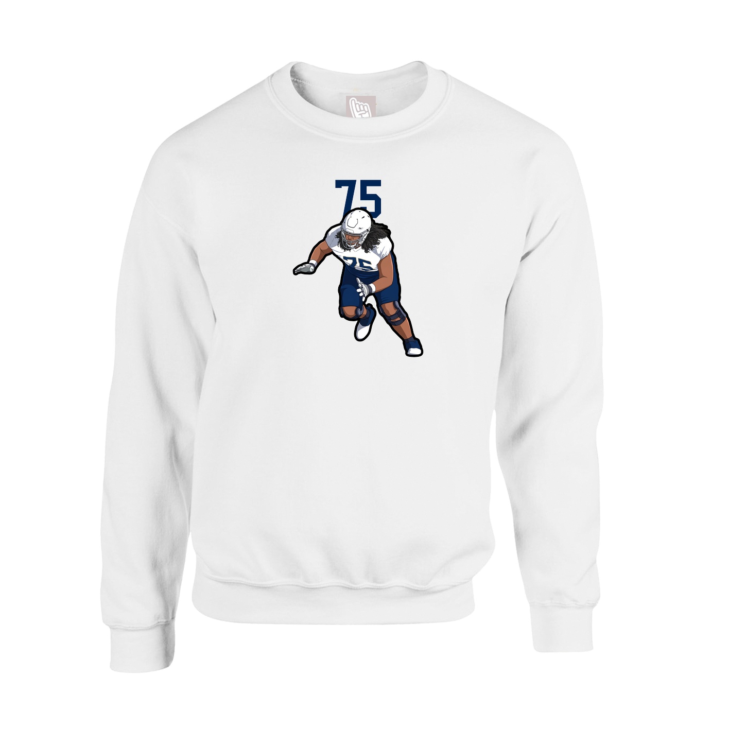 Fleece Crew — Number Top in White