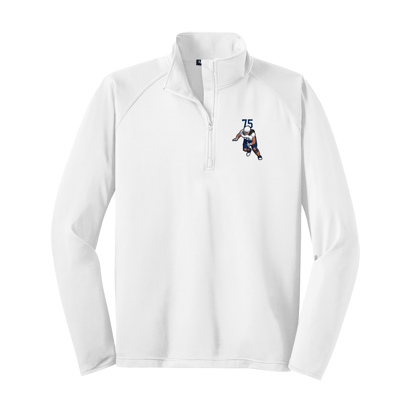 Q-Zip Pullover — Number Top in White