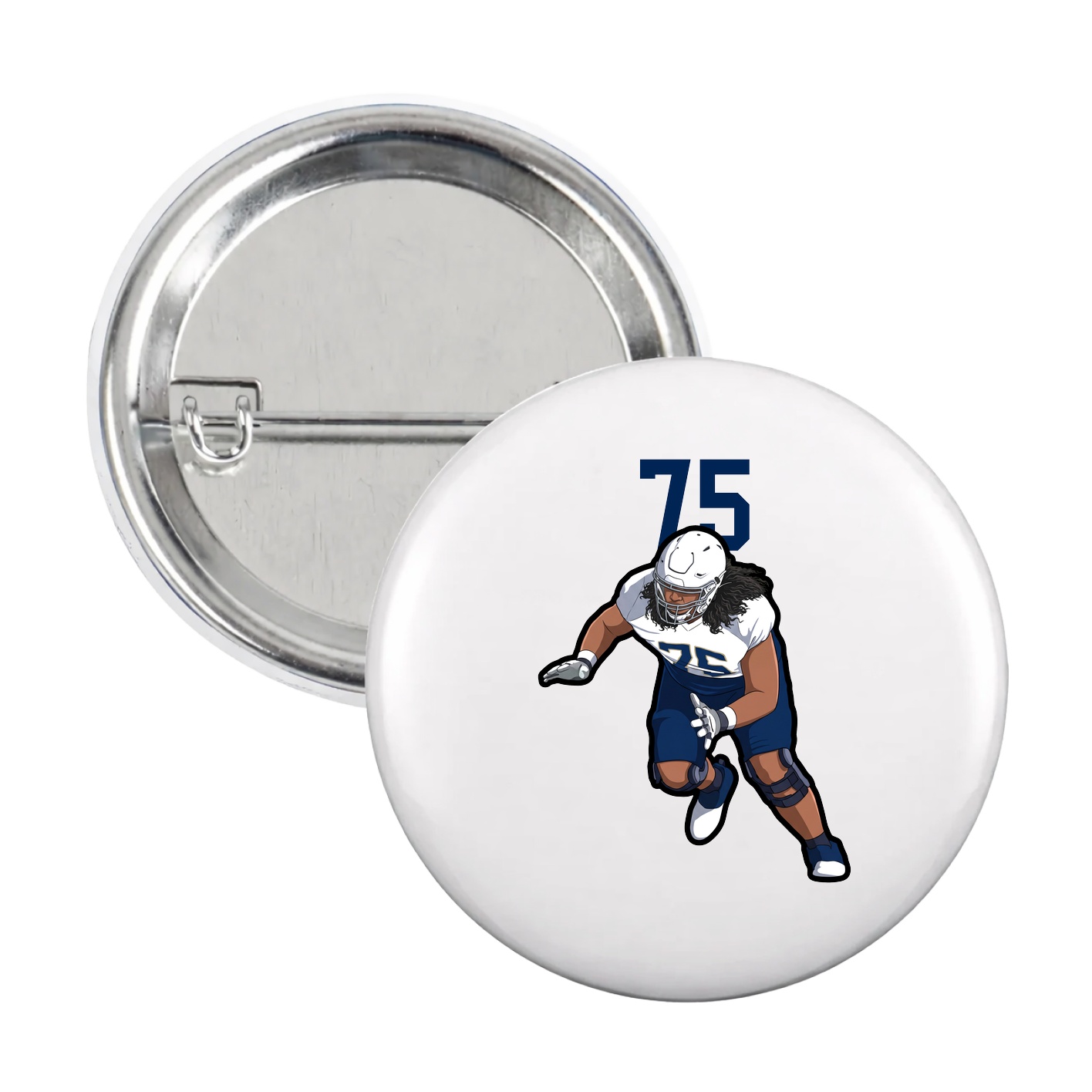 Game Day Button — Number Top in White