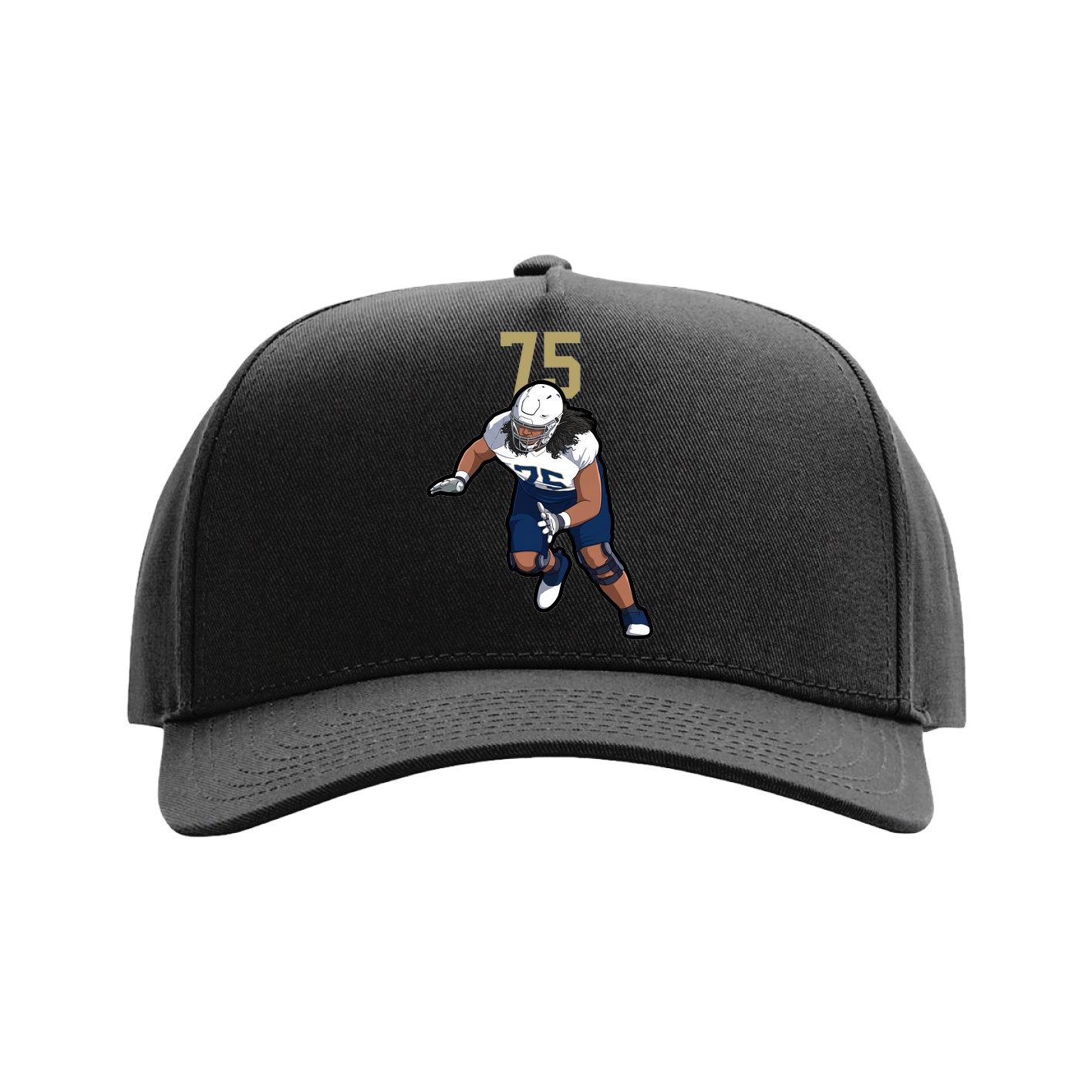 Full Fabric Five-Panel Champ Cap — Number Top in Black