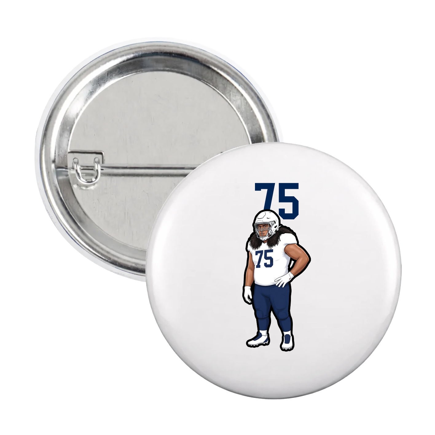 Game Day Button — Number Top in White