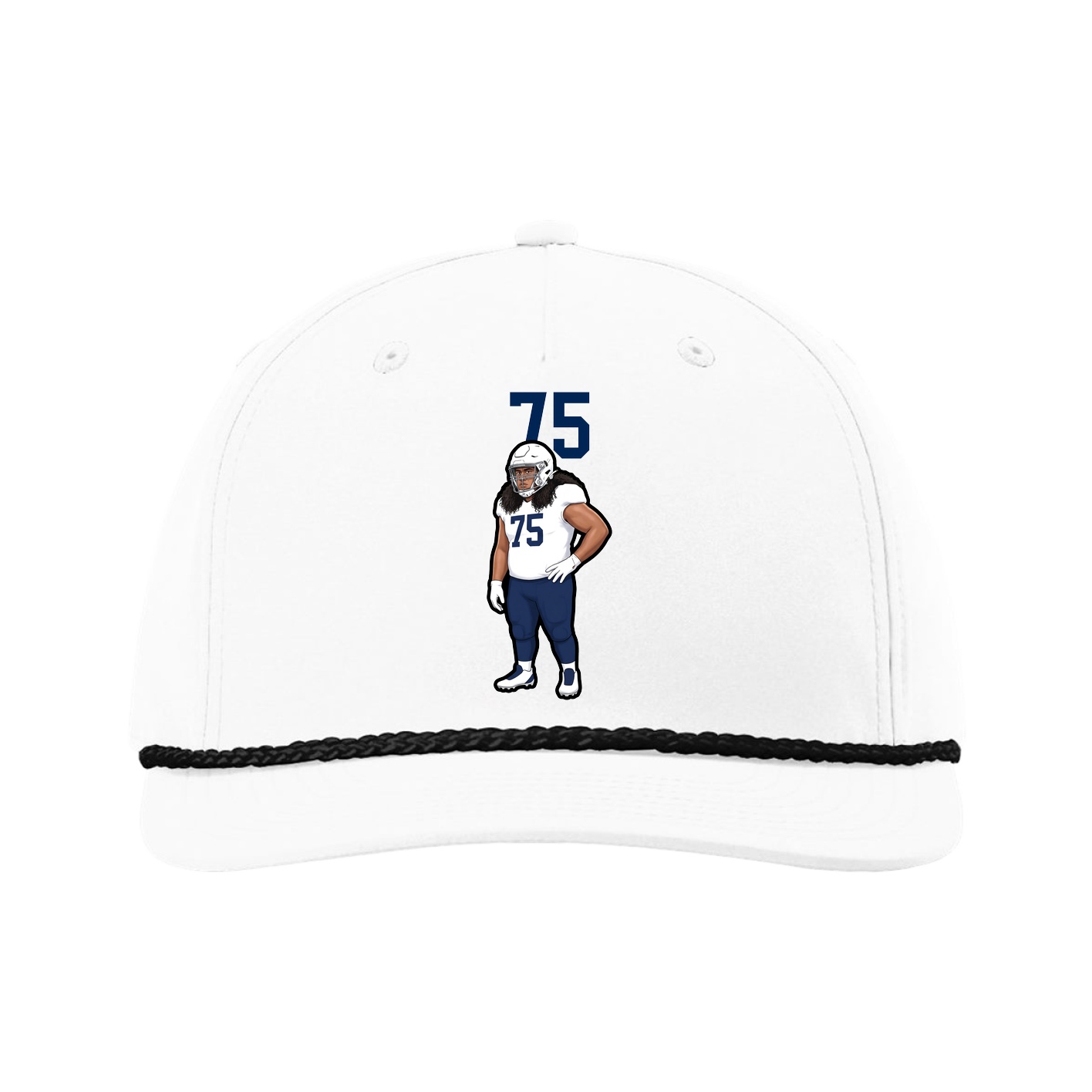 Five-Panel Classic Rope Cap — Number Top in White