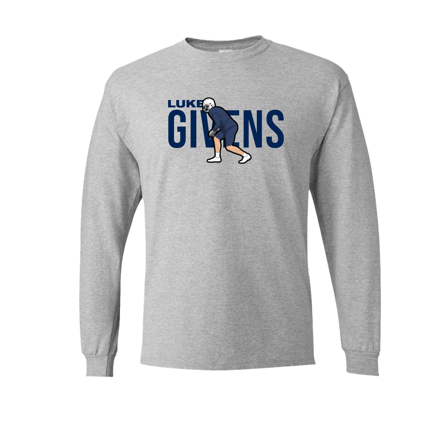 Long Sleeve Tee — Player Name in Grey