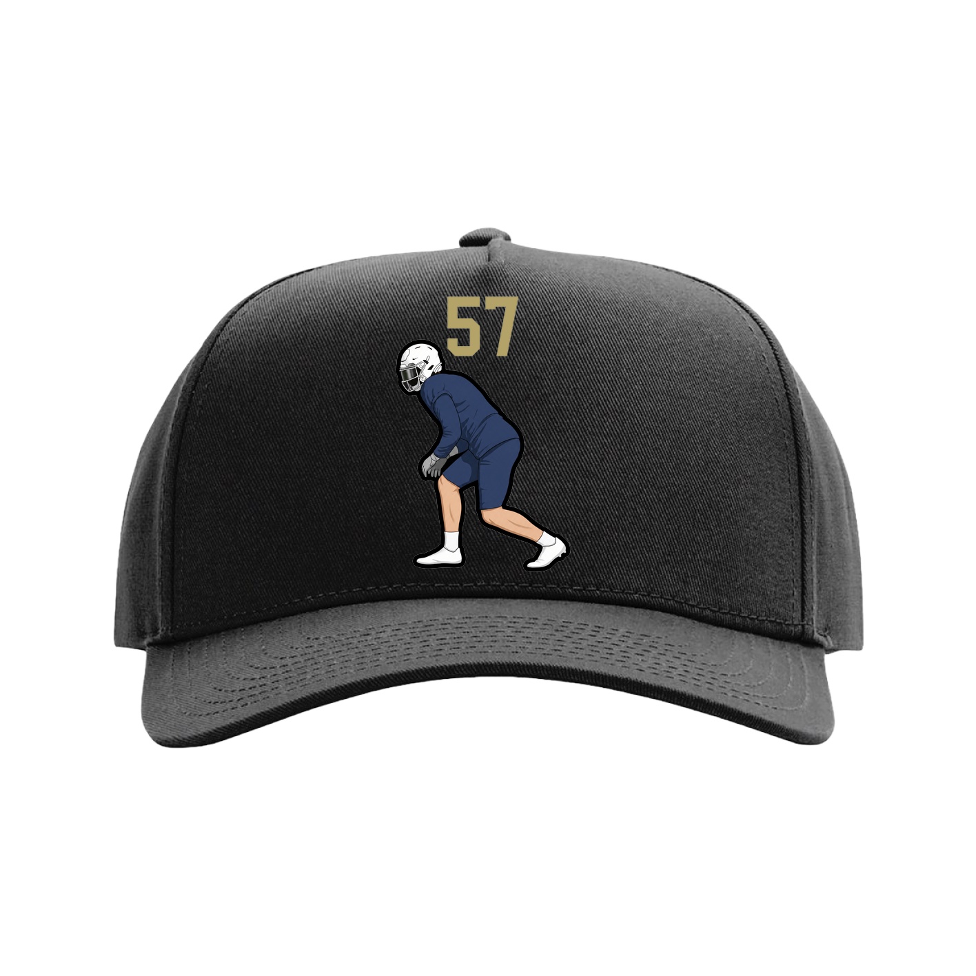 Full Fabric Five-Panel Champ Cap — Number Top in Black