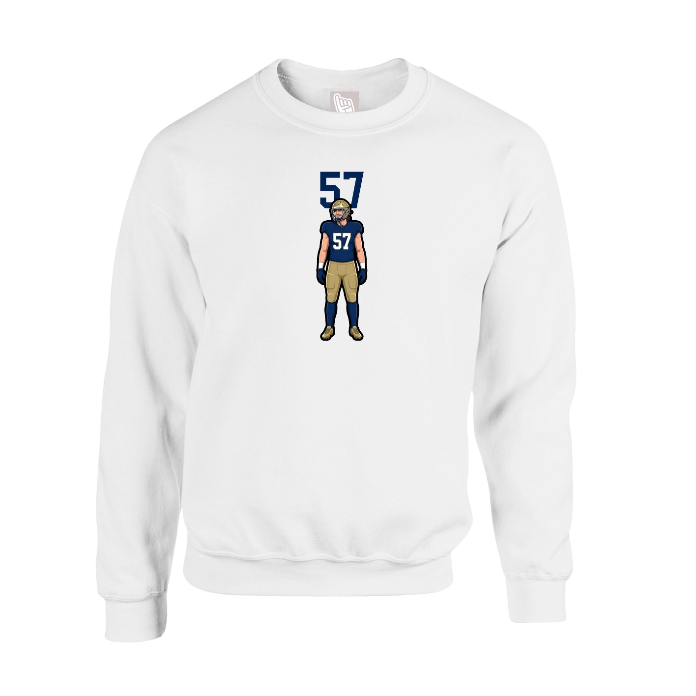 Fleece Crew — Number Top in White