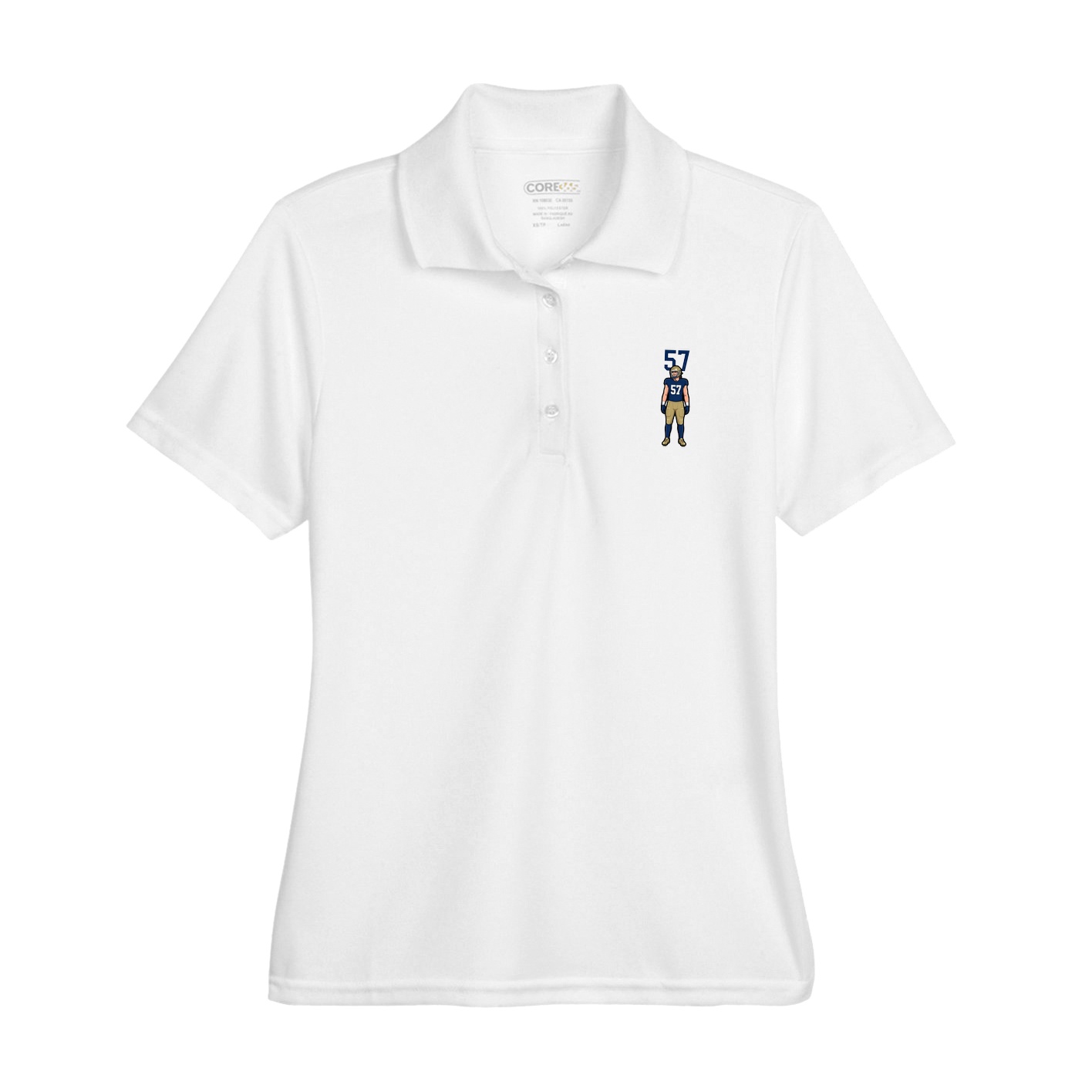 Womens Performance Polo — Number Top in White