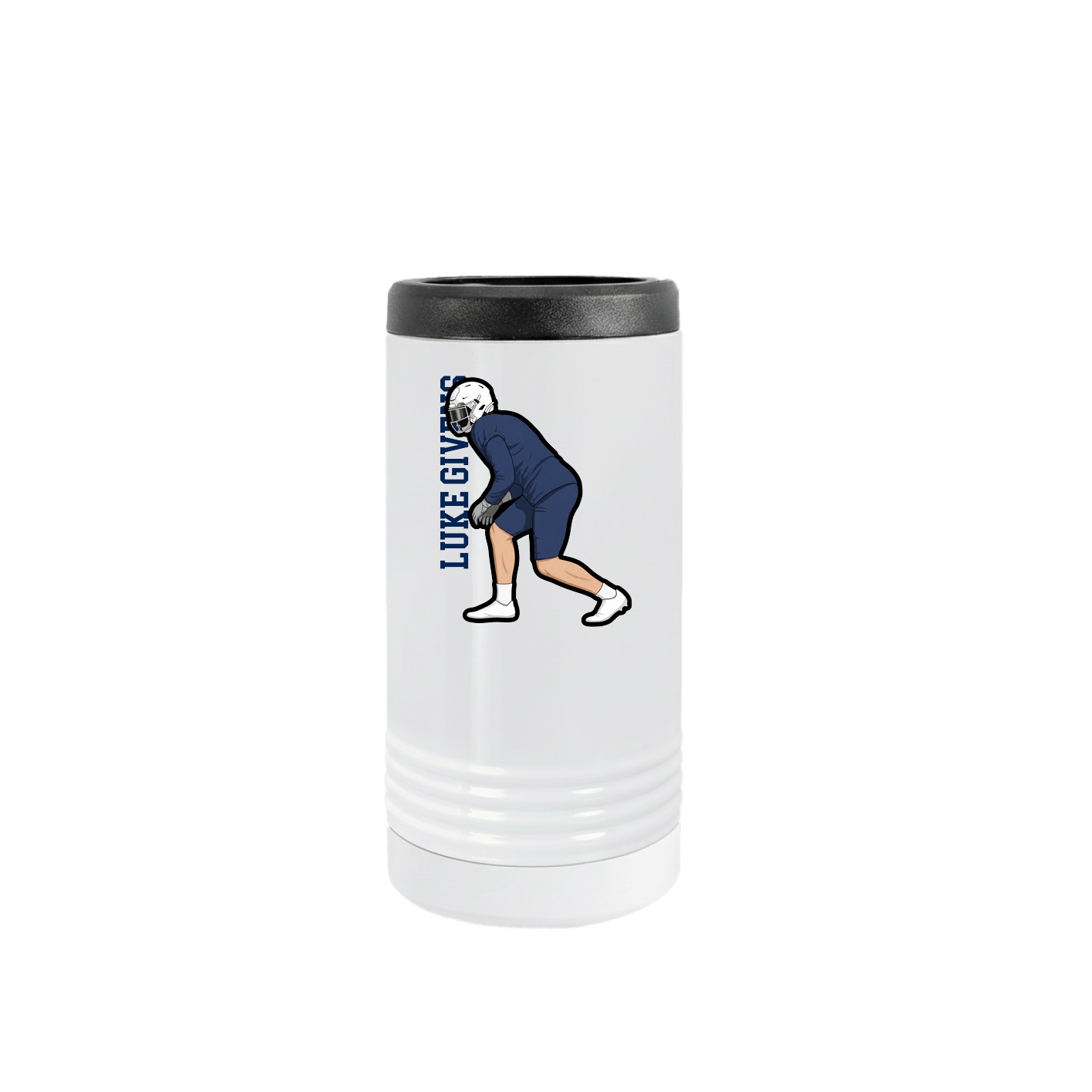 Slim Beverage Holder — Name Vertical in White