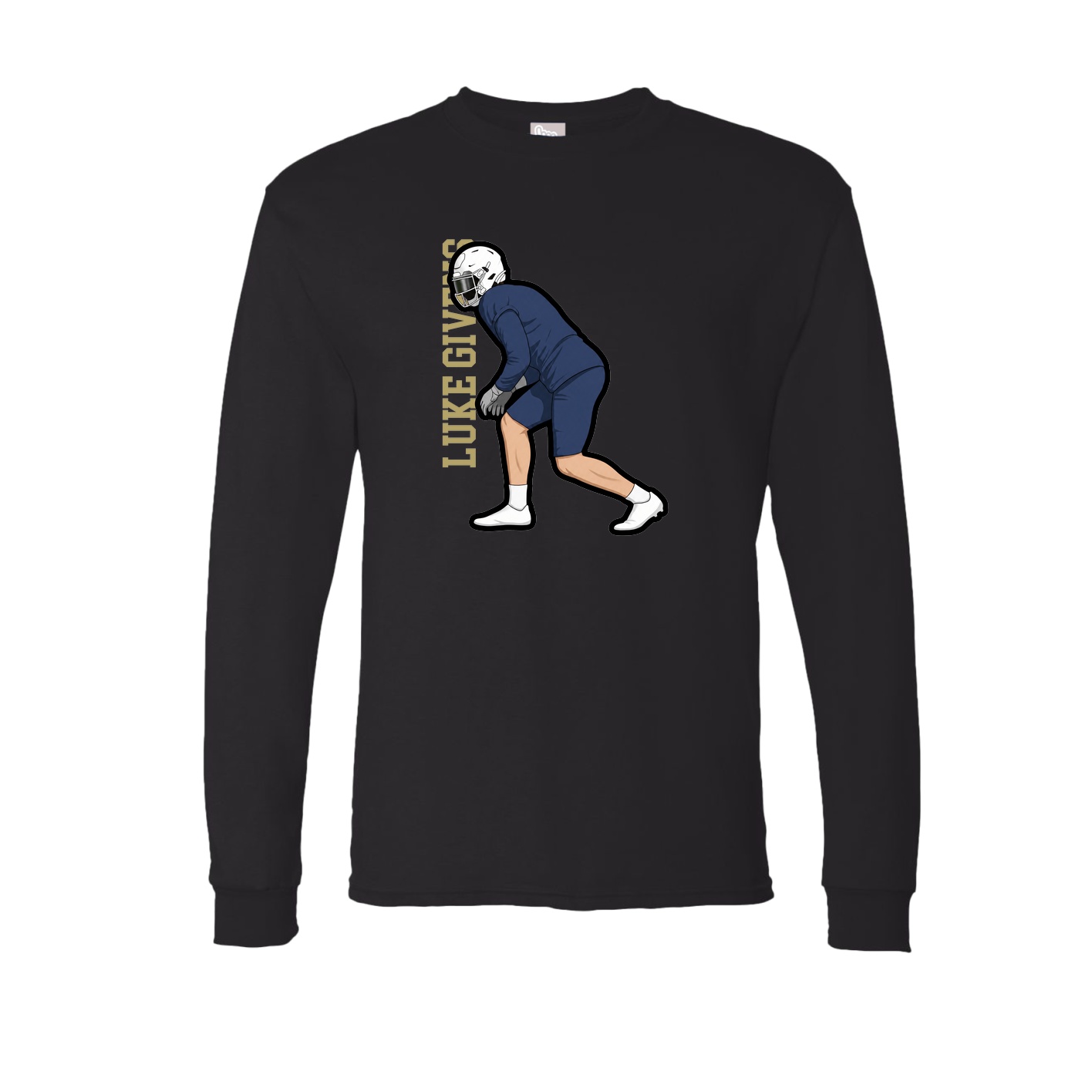 Long Sleeve Tee — Name Vertical in Black