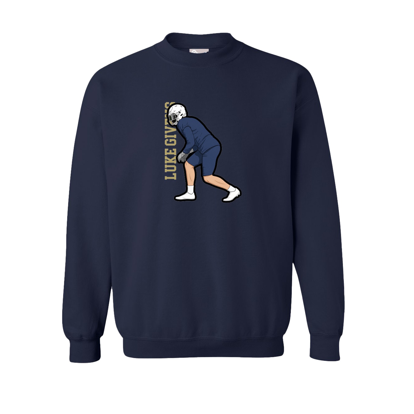 Fleece Crew — Name Vertical in Navy
