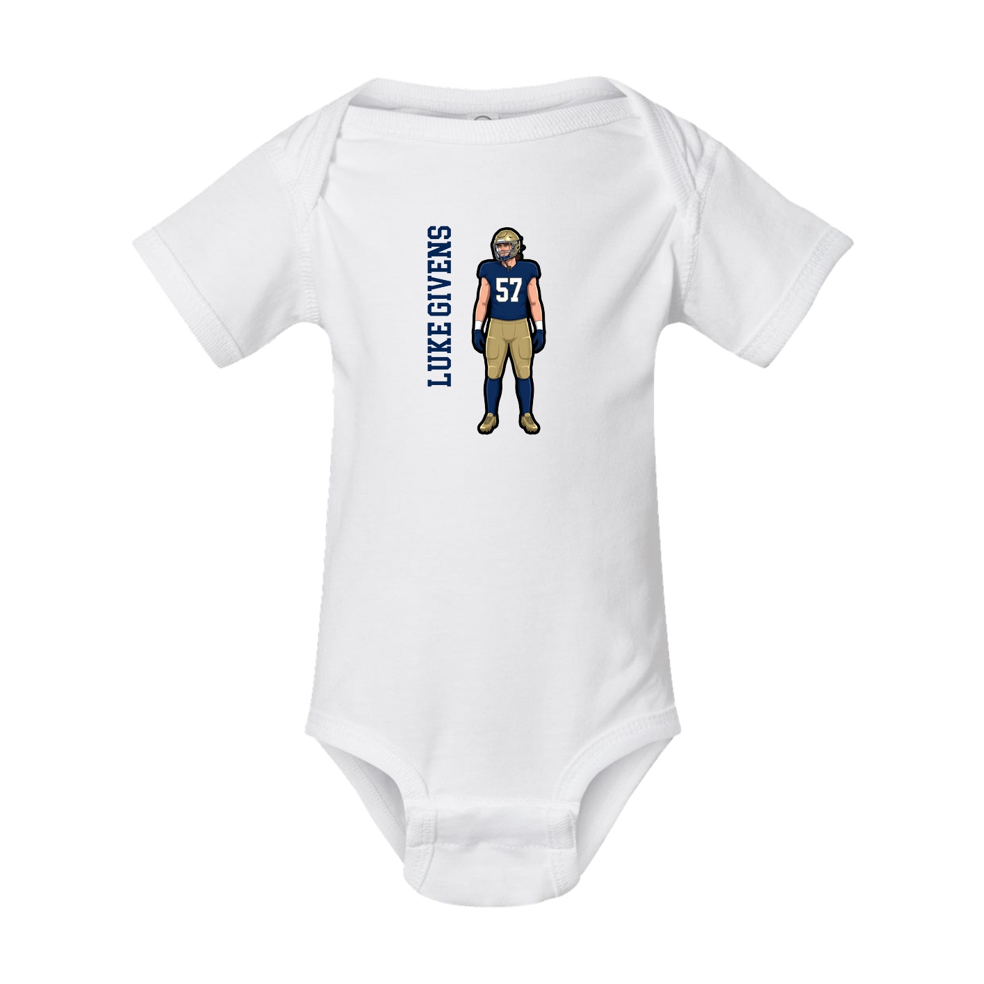 Baby Onesie — Name Vertical in White