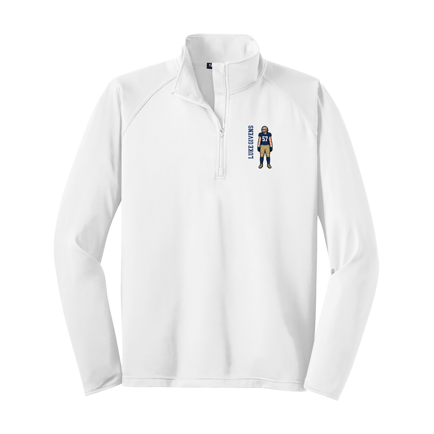 Q-Zip Pullover — Name Vertical in White