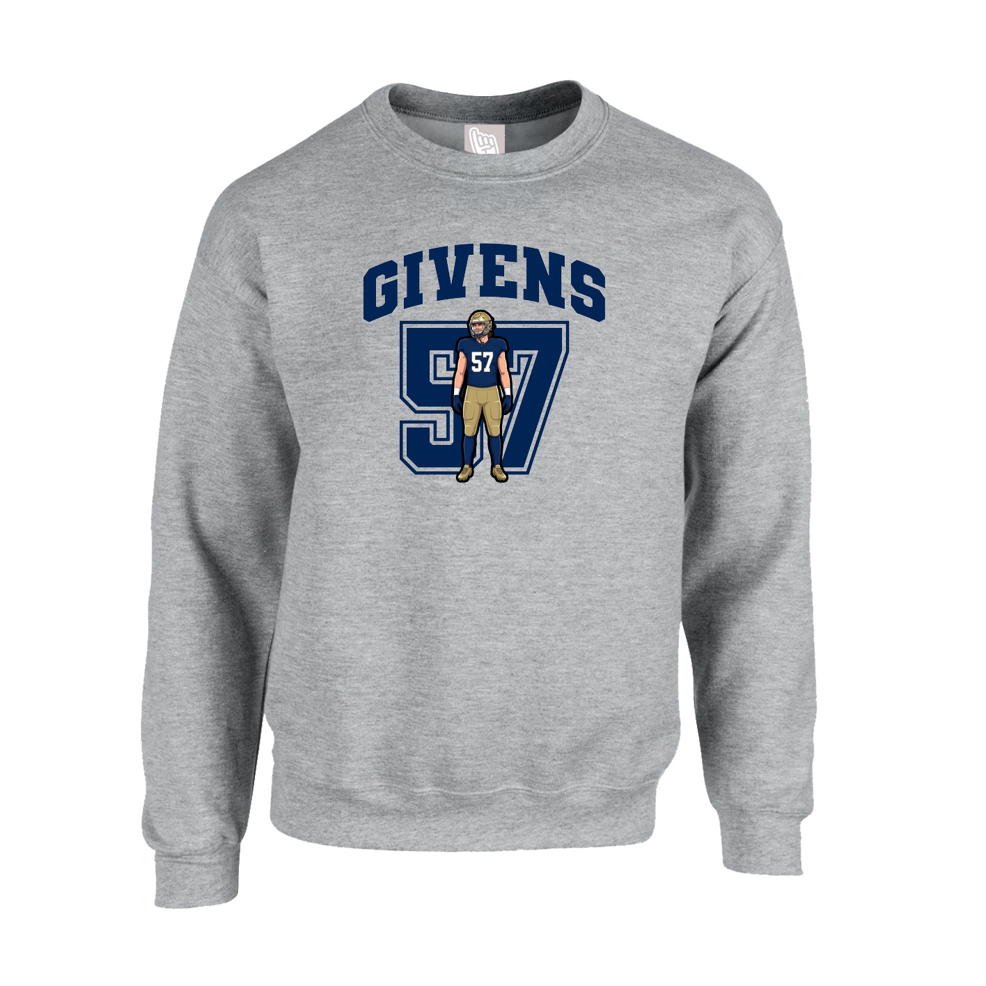 Fleece Crew — Number in Grey