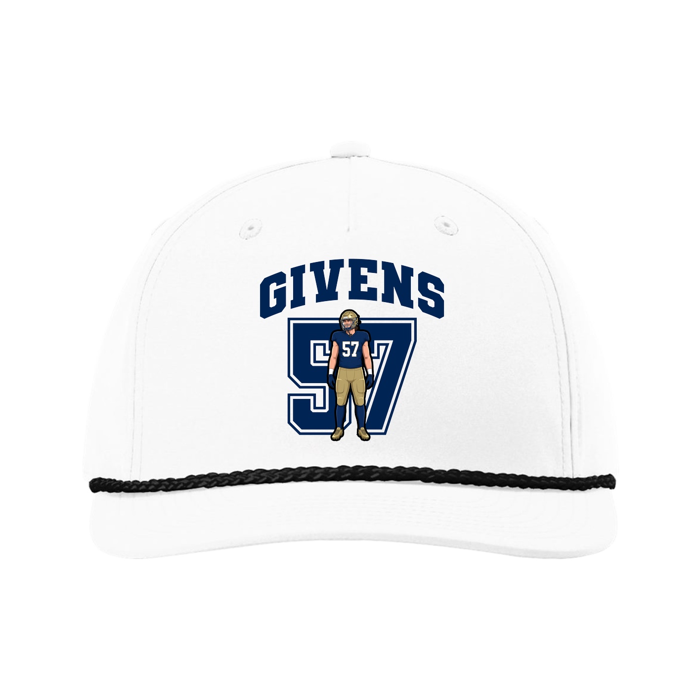 Five-Panel Classic Rope Cap — Number in White